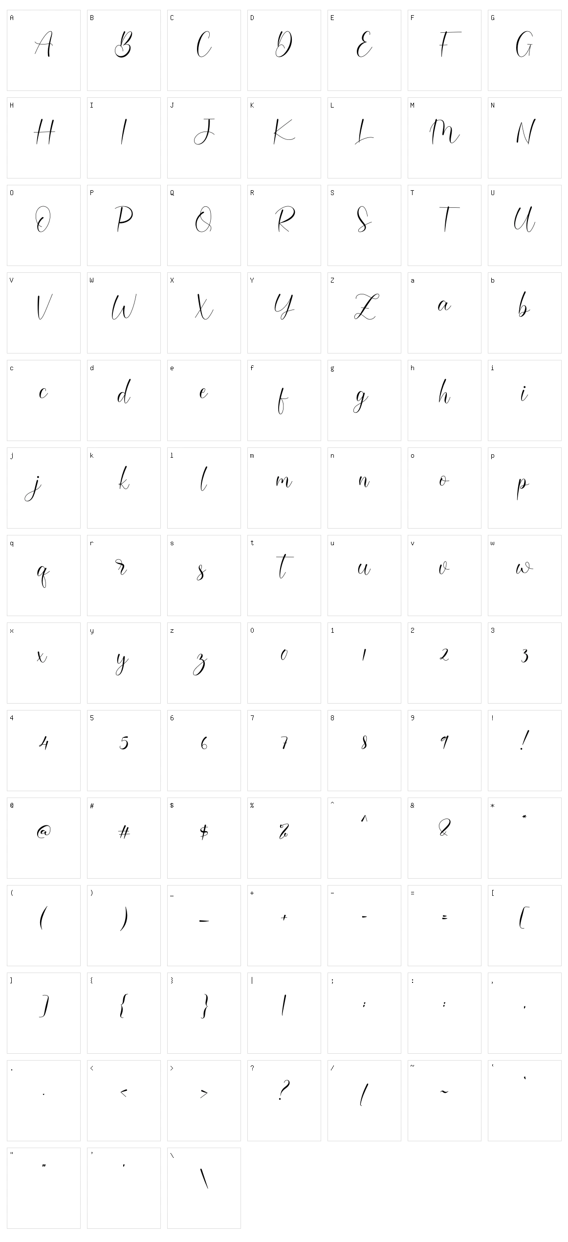 Darcella Character Set