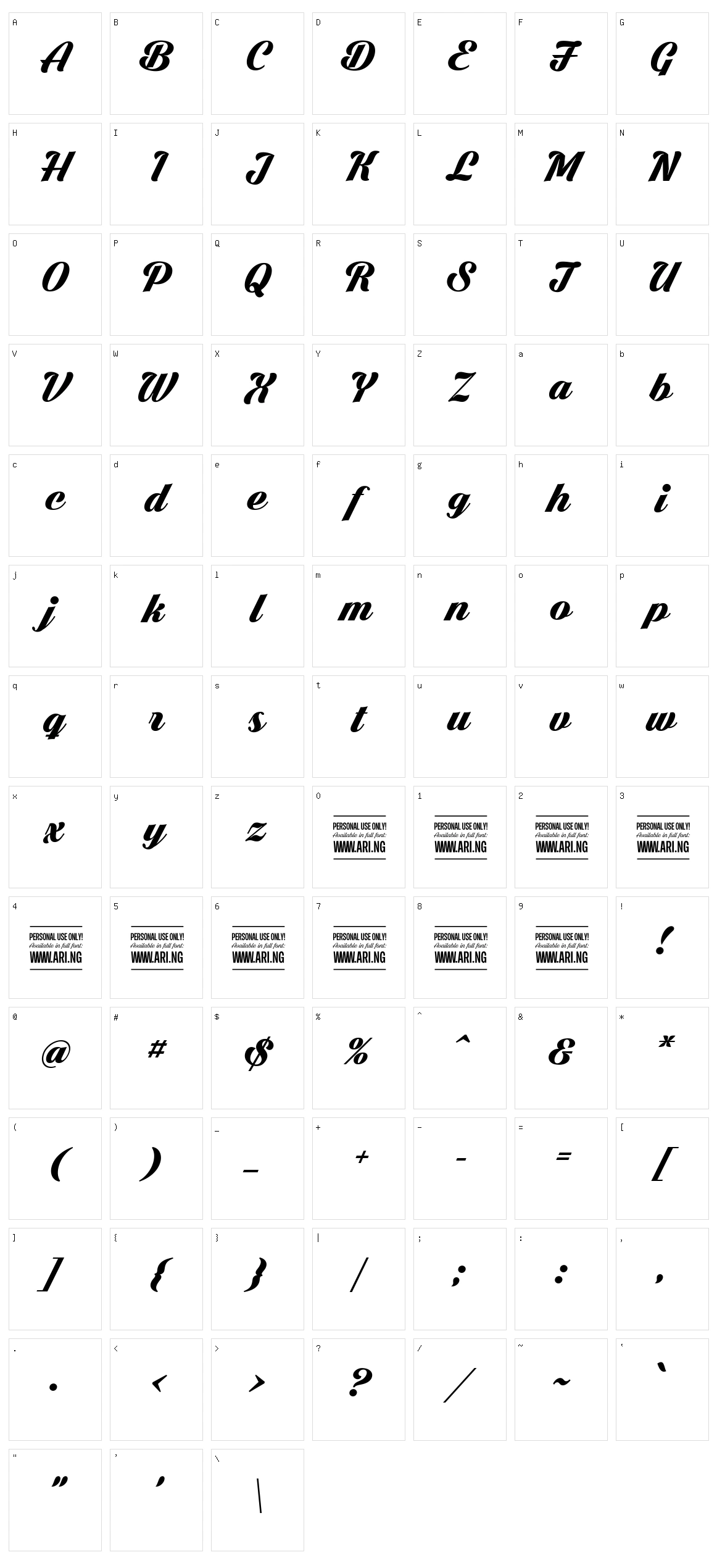 Dark Larch Character Set