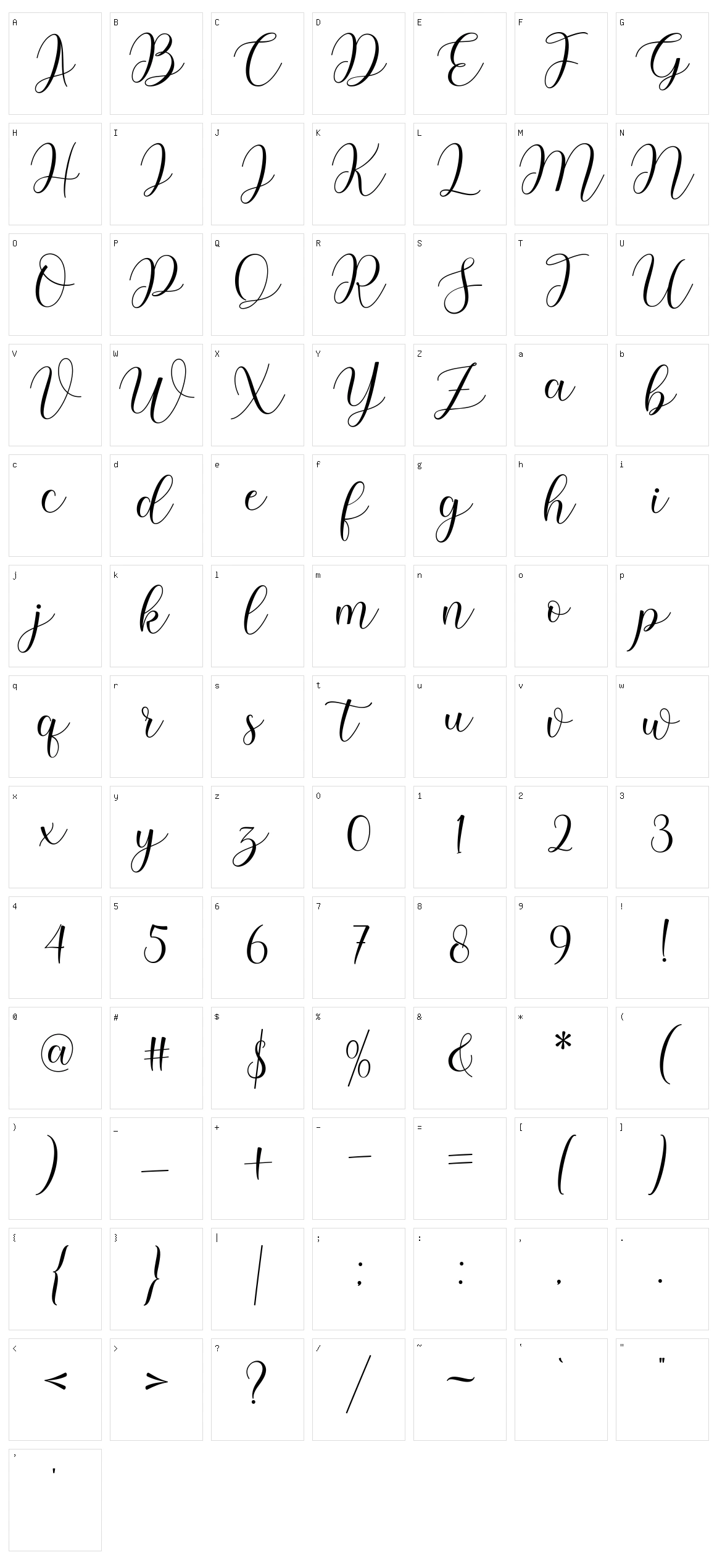 Dasting Character Set