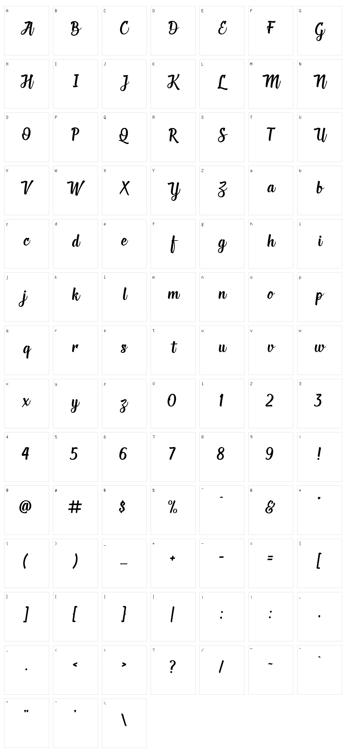 Deadhead Script Character Set