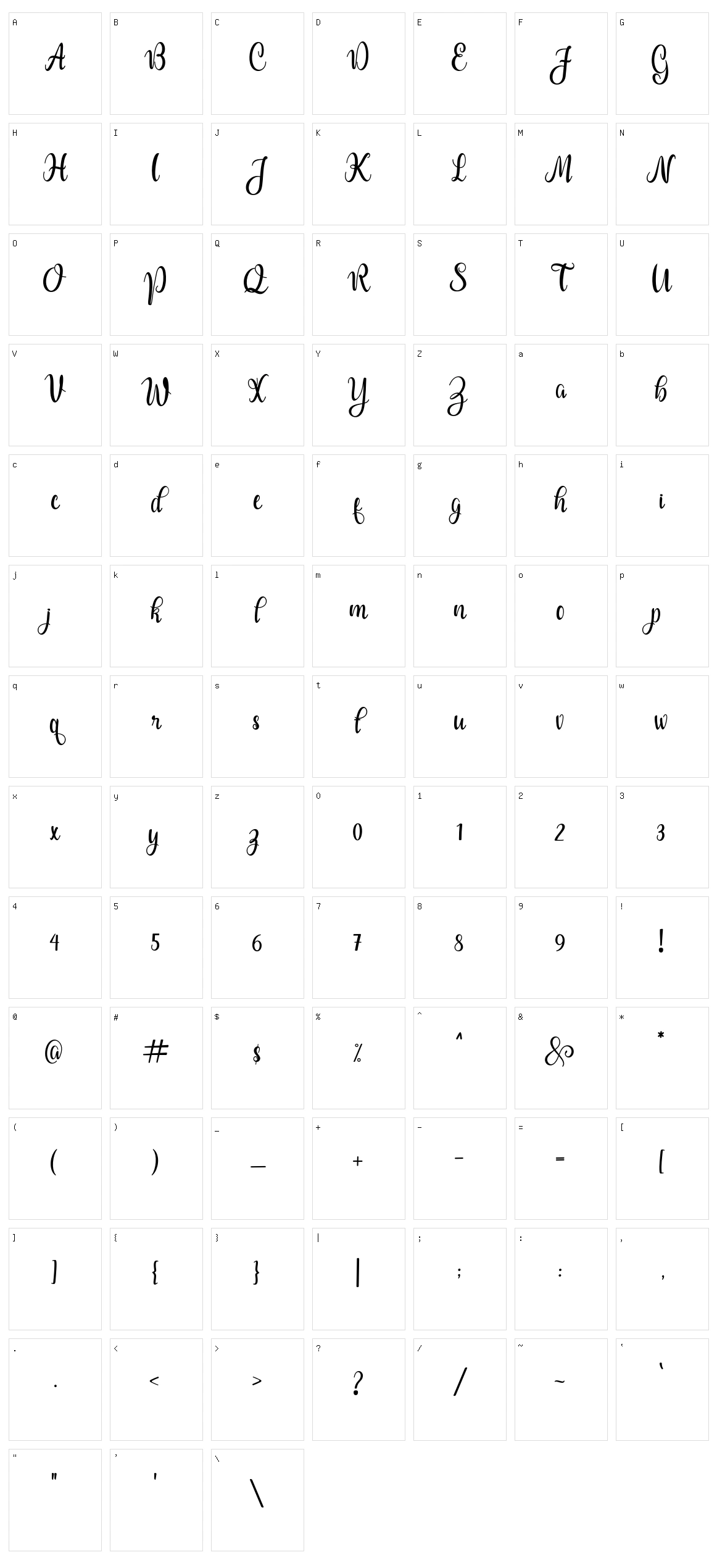 Dealova Character Set