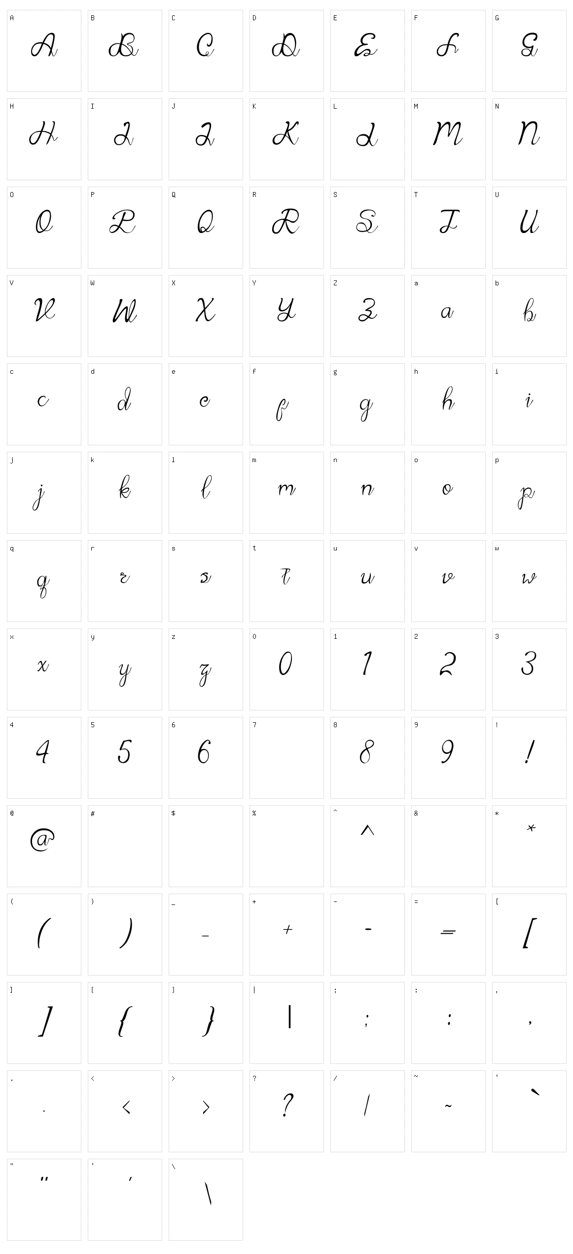 Dealova Character Set