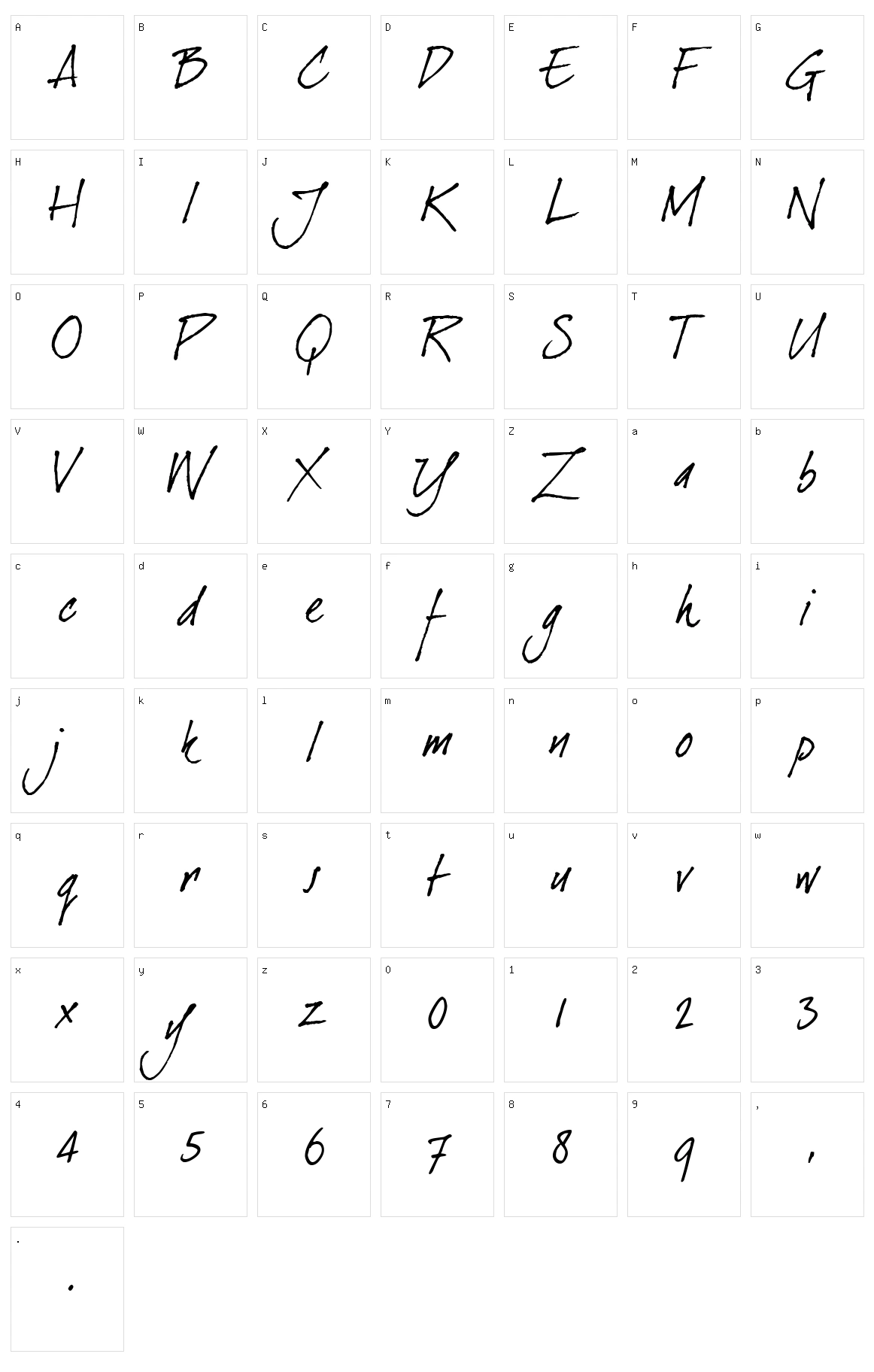 Dear Joe Character Set