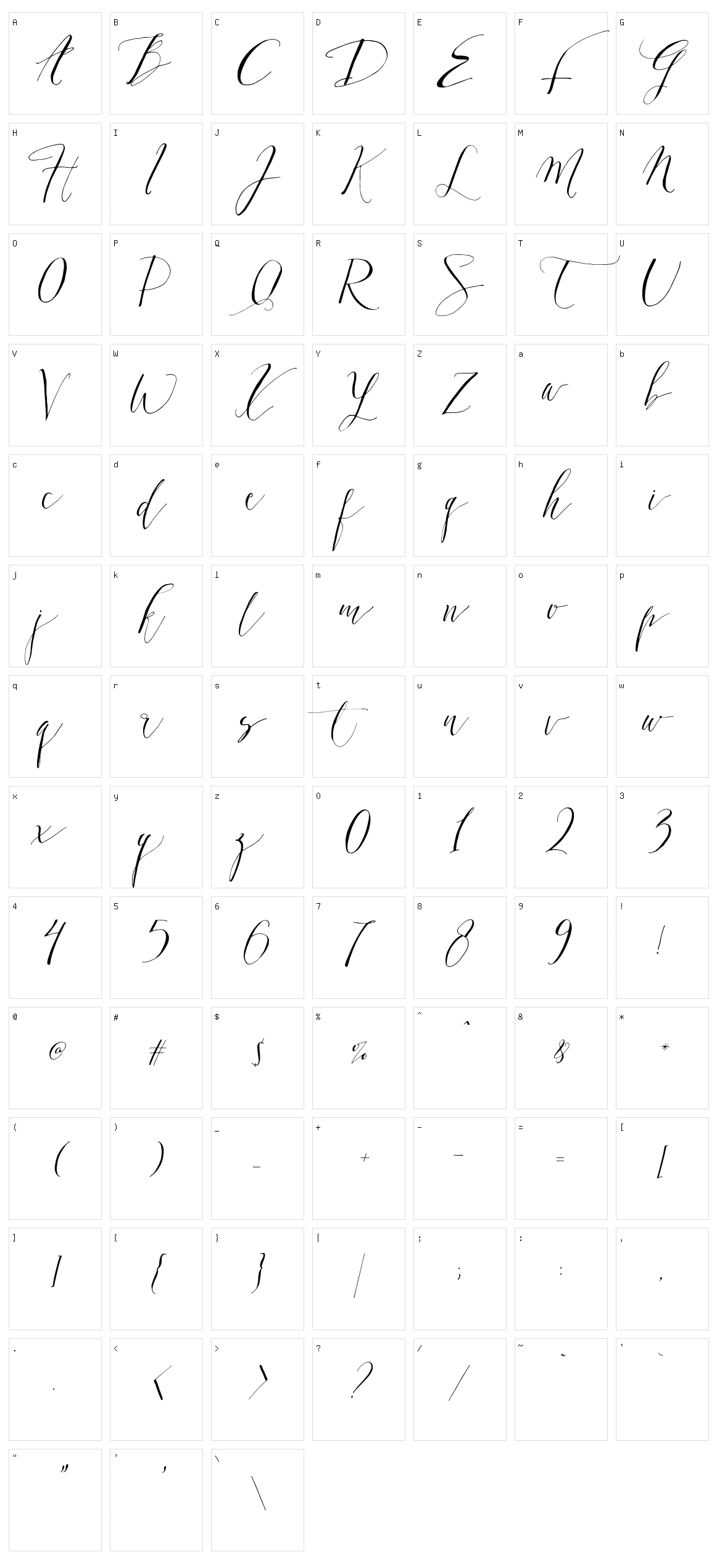 Dearly Script Character Set