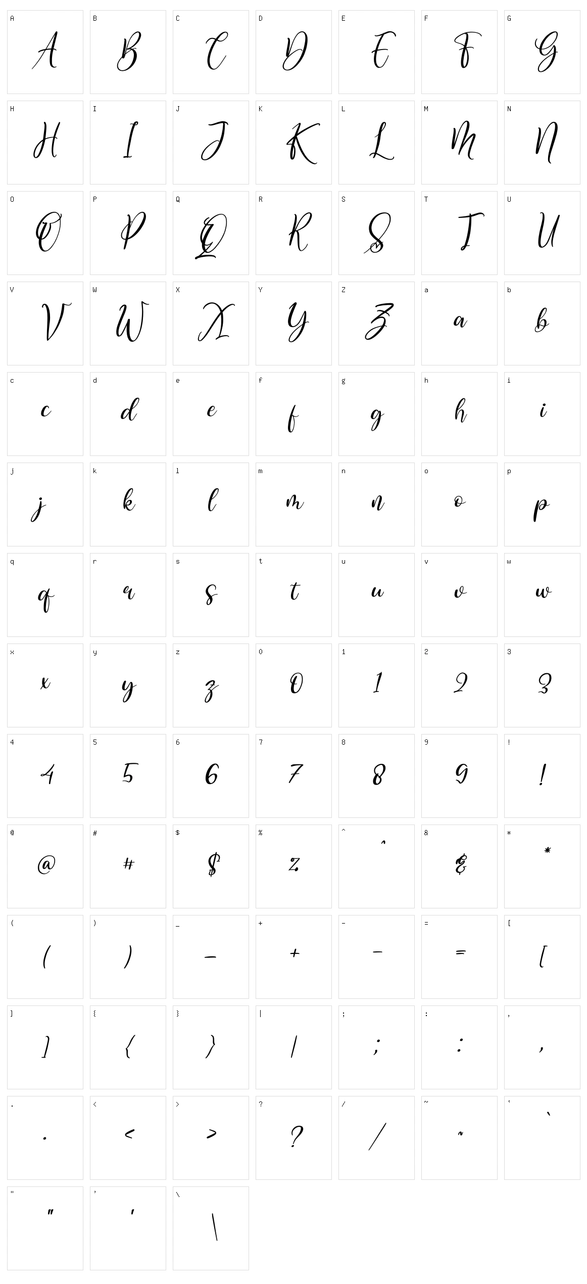 Delisha Glande Character Set