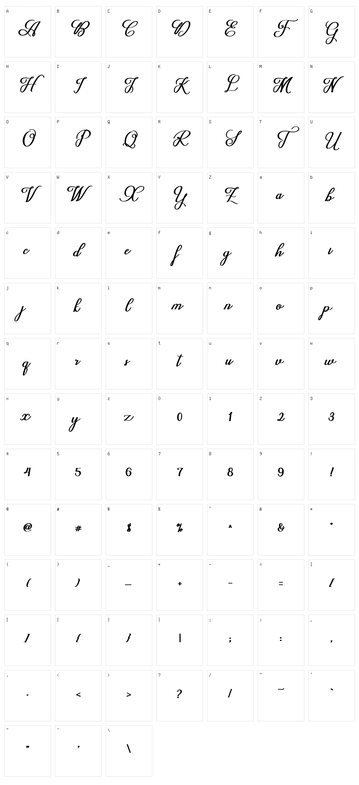 Delleya Script Character Set