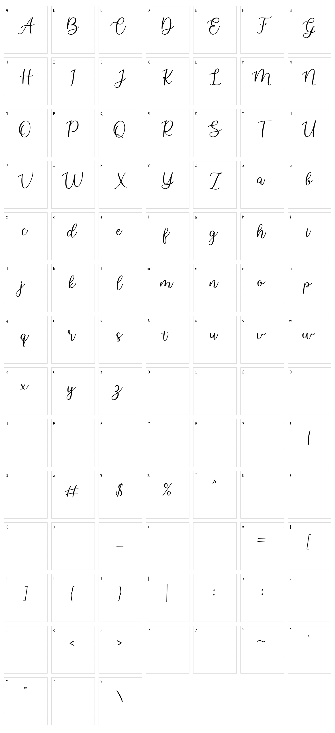 Denalova Character Set