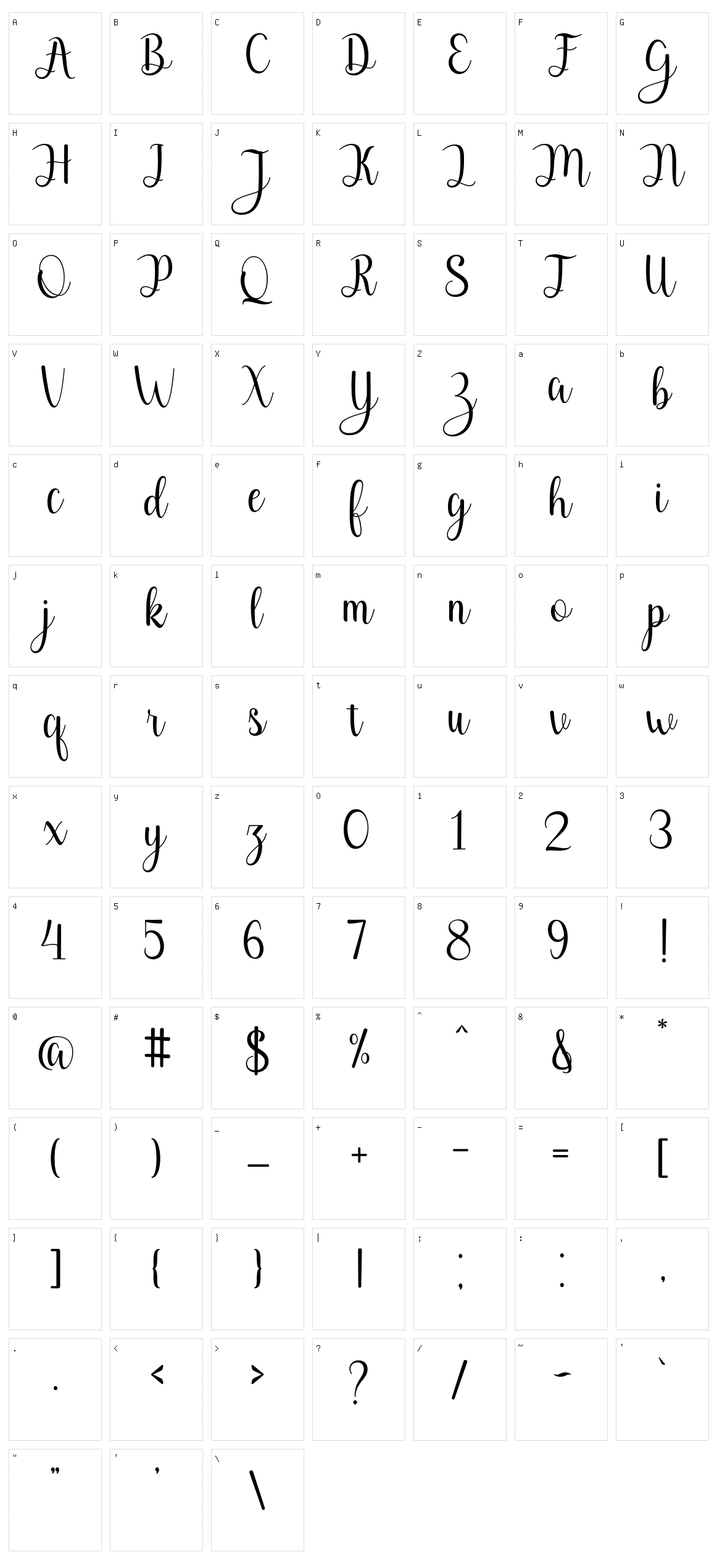 Dhellia Character Set