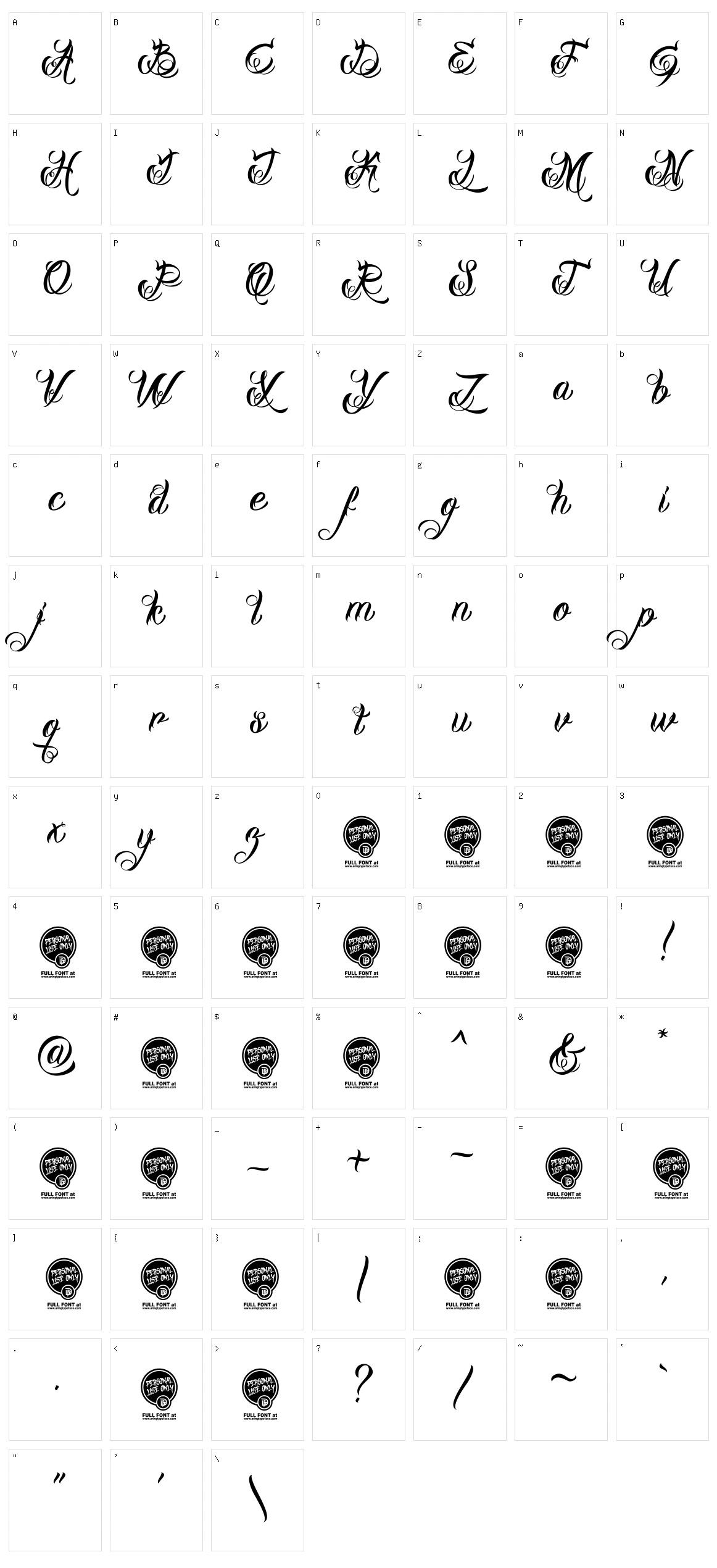 DHF Milestone Script Character Set