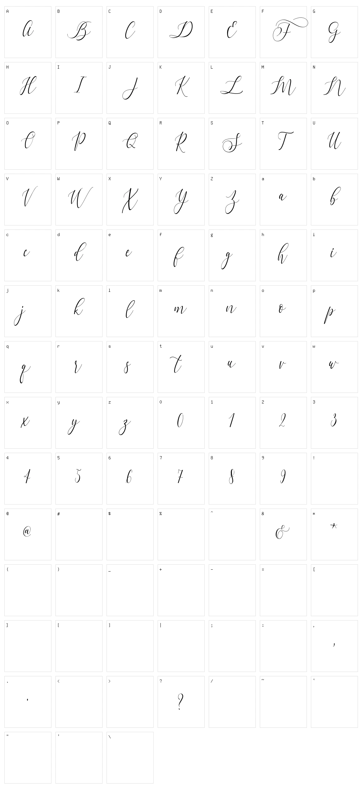 Dialova Character Set