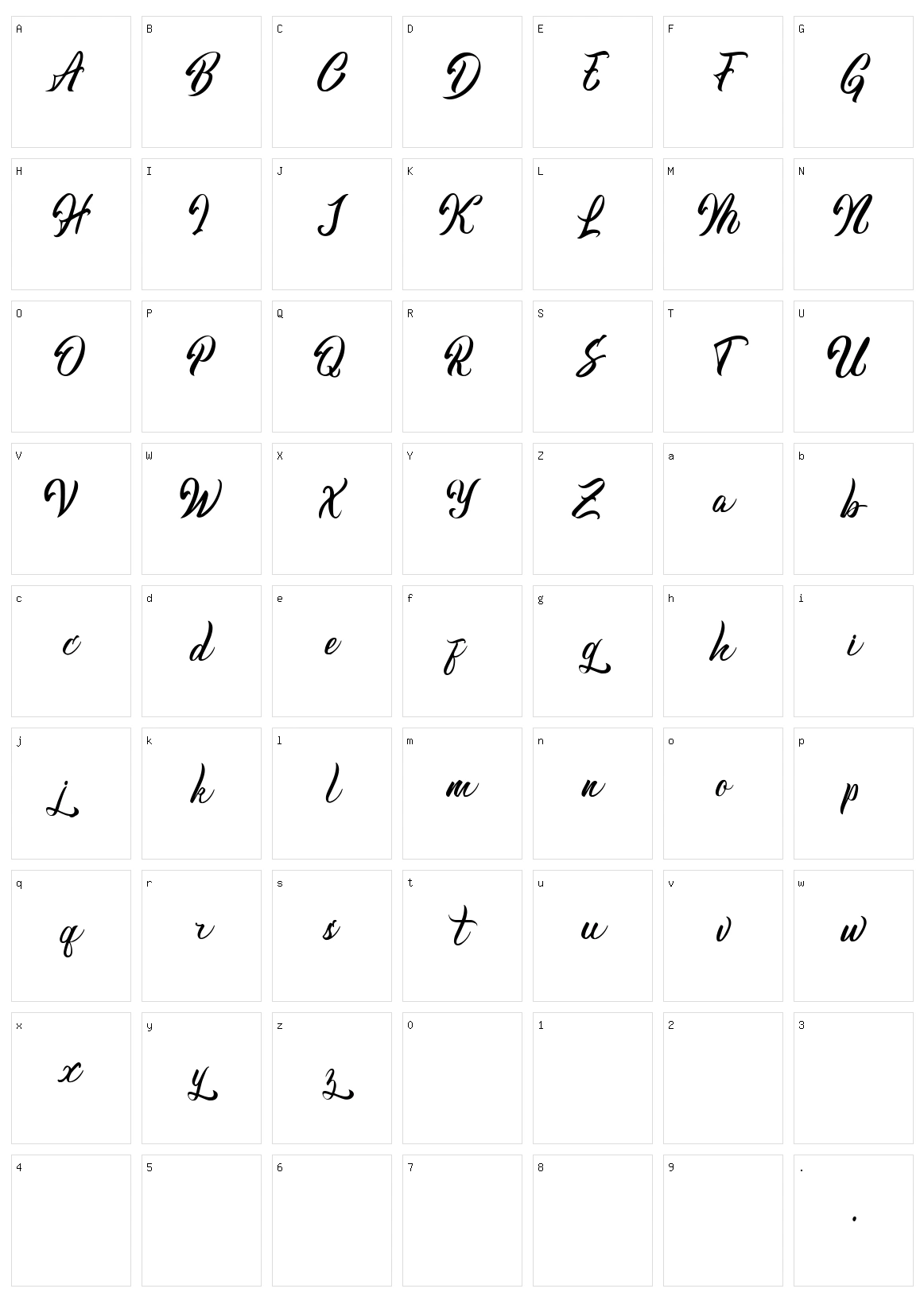Dilovany Character Set