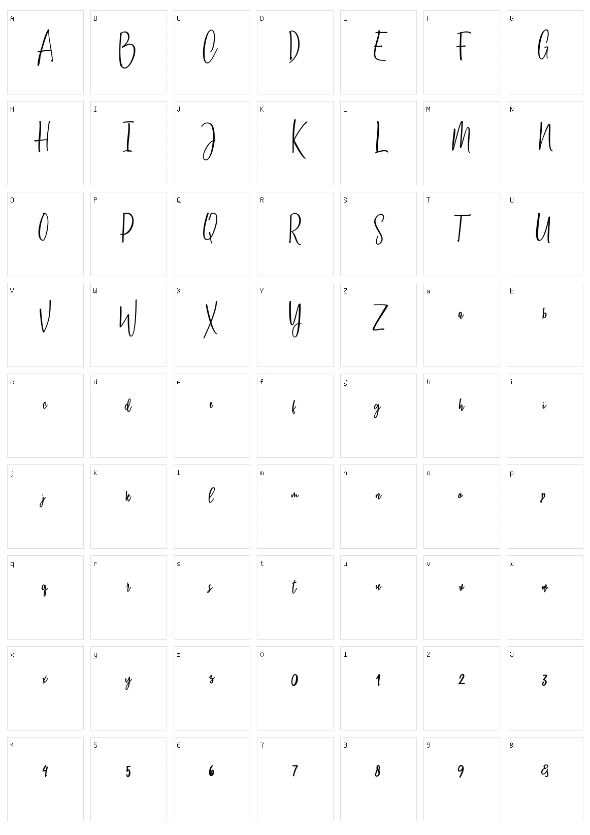 Diralia Character Set