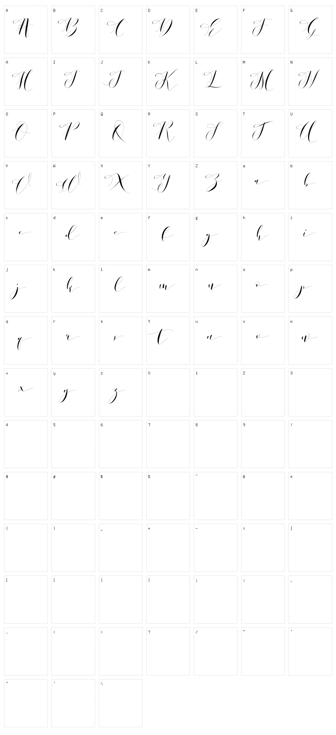 Donita Handscript Character Set