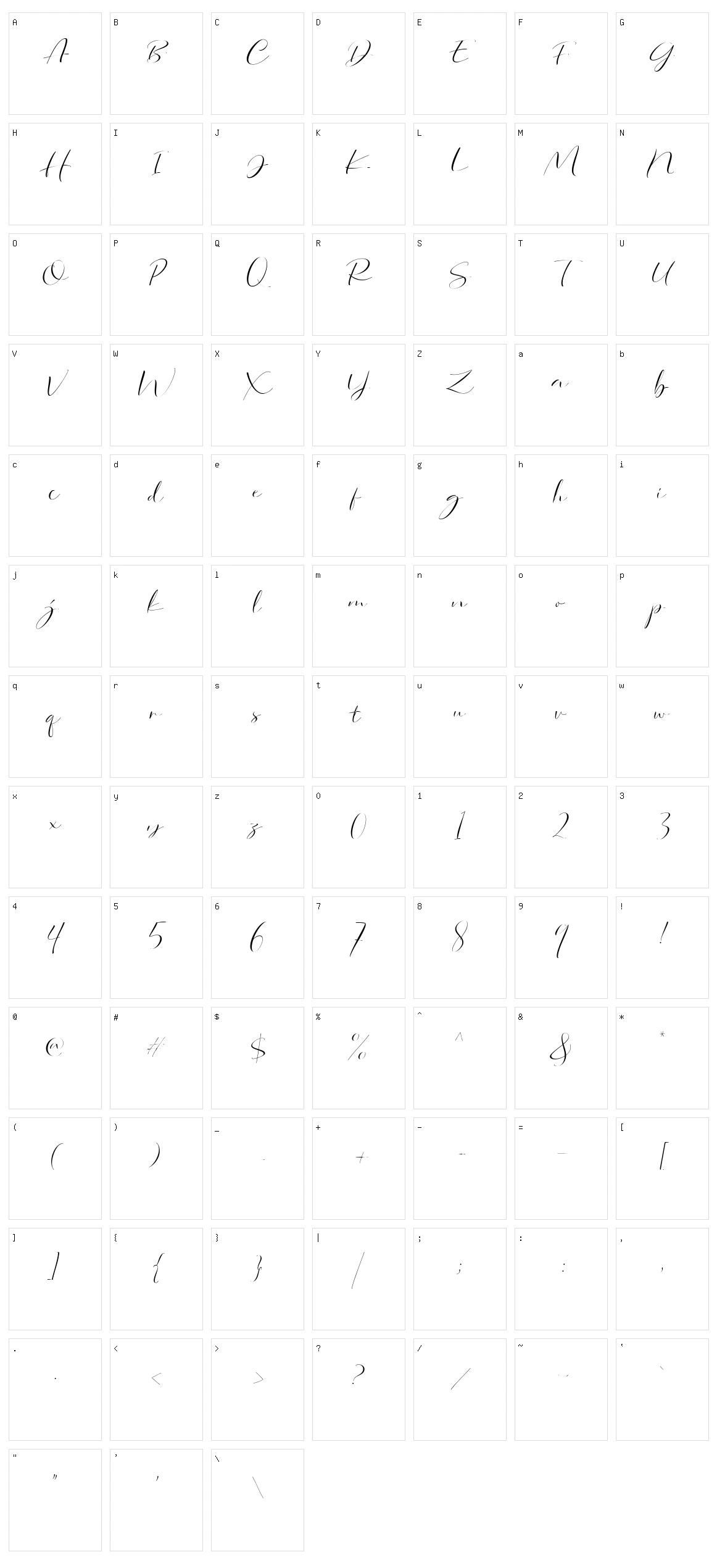 Dorothy Clark Script Character Set