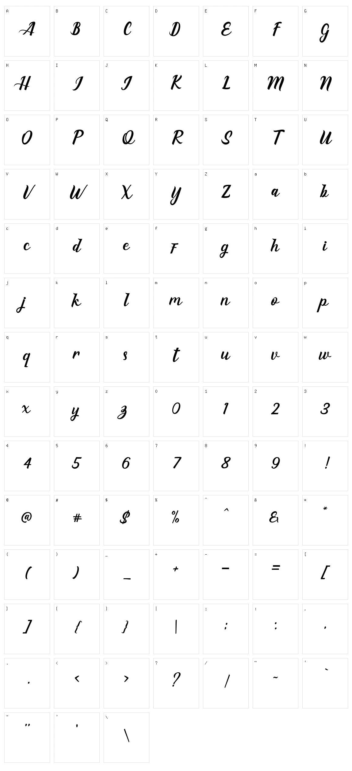 Eaglese Script Character Set