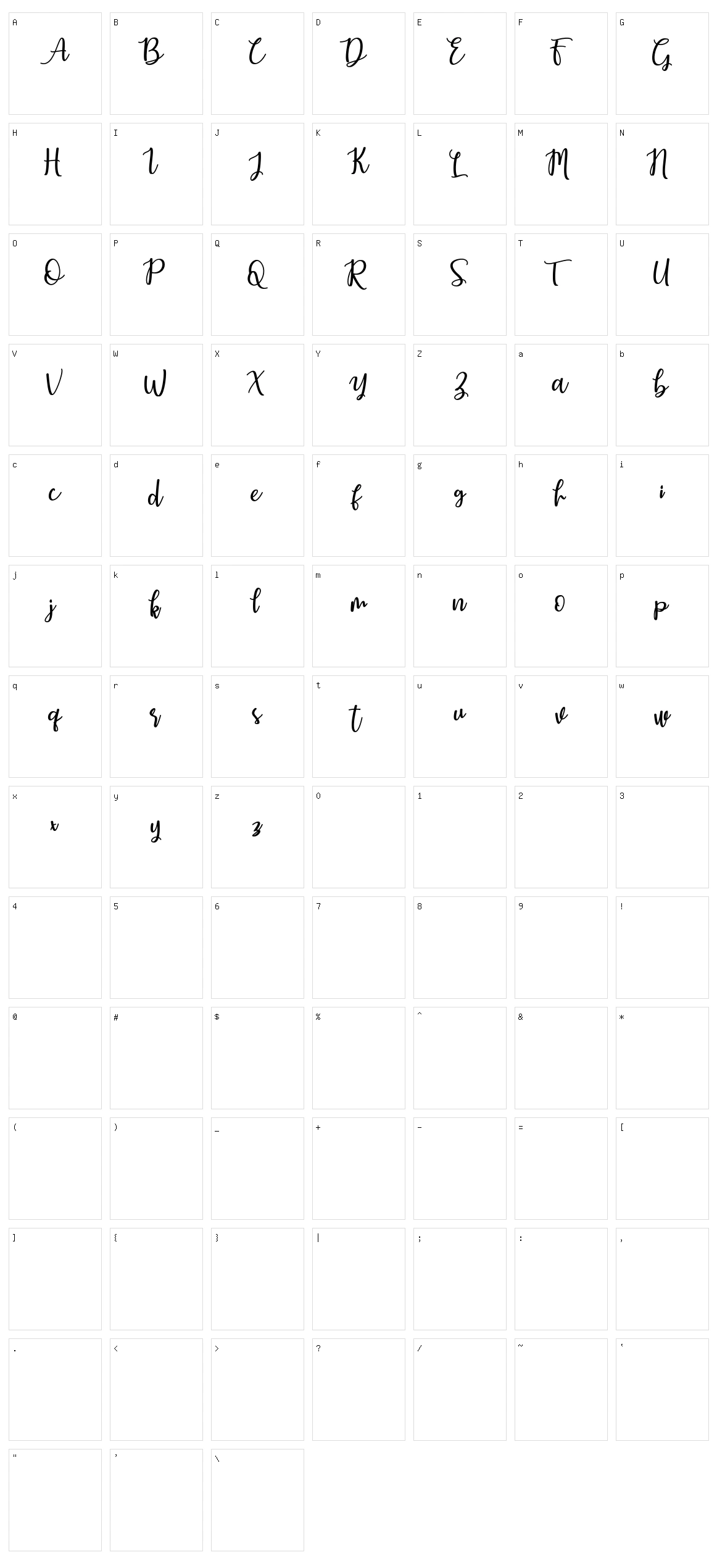 Earcy Day Character Set