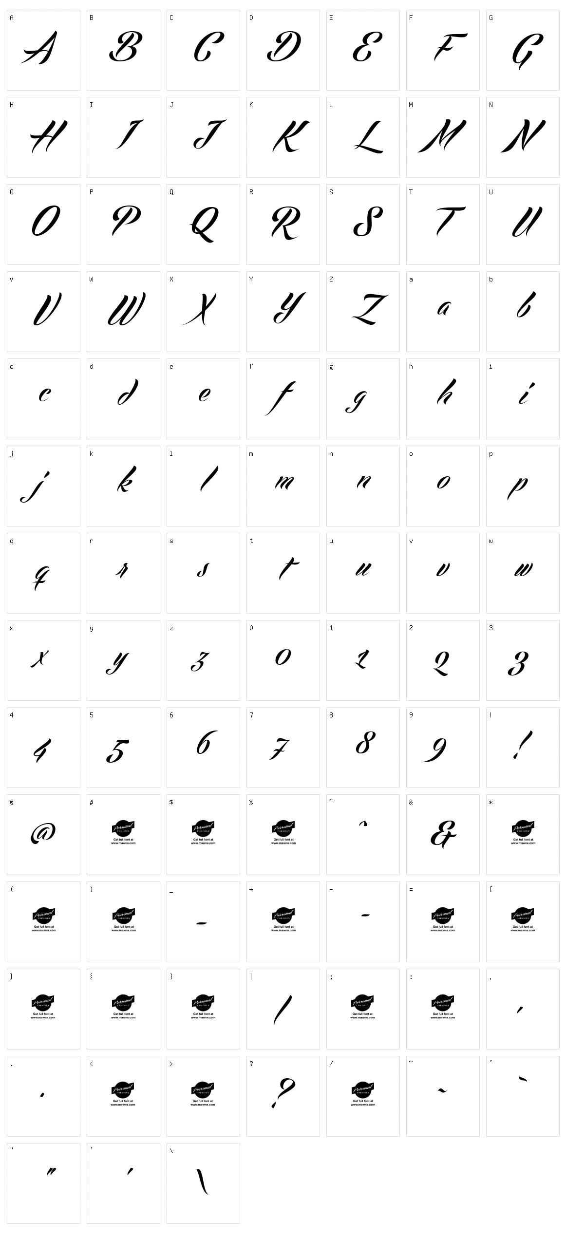 Echinos Park Script Character Set