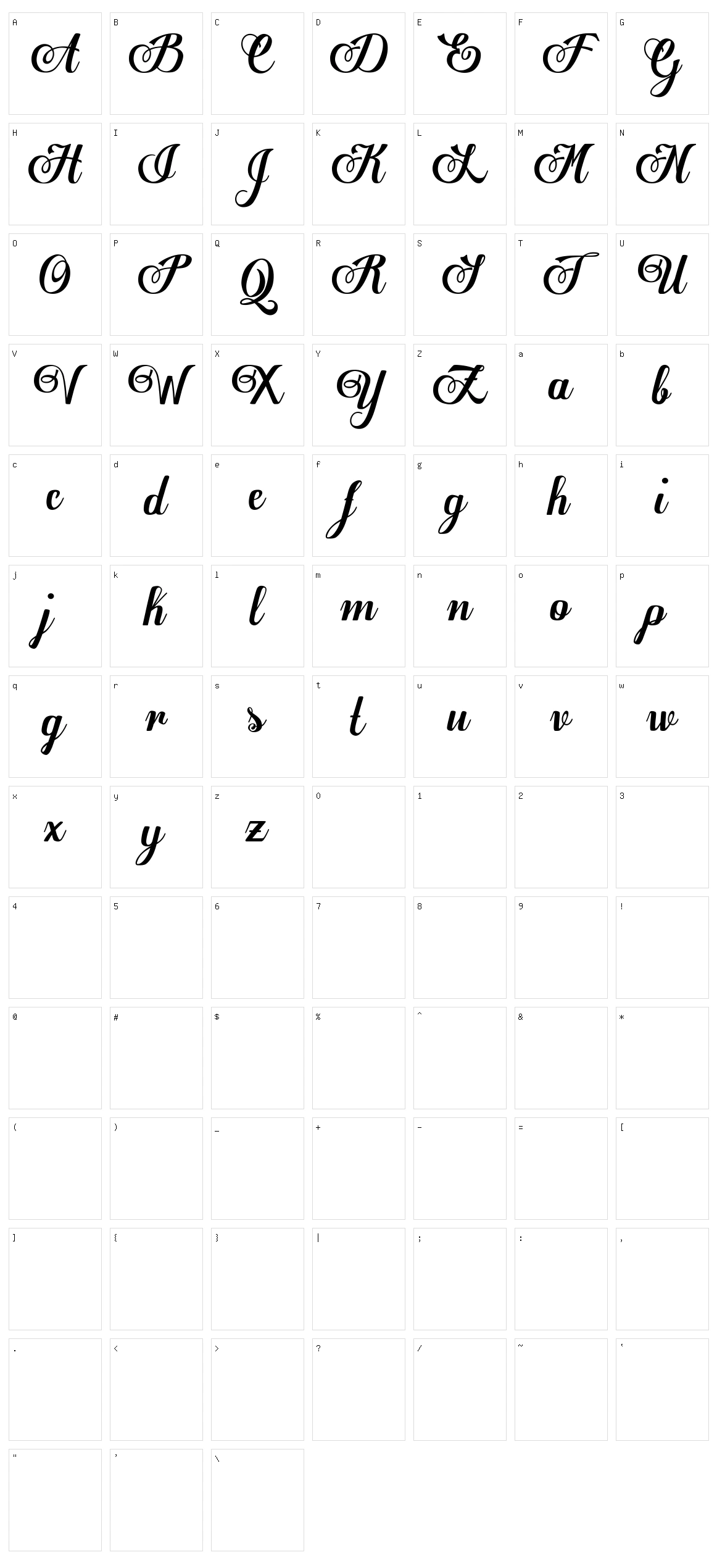 Egregio Script Character Set
