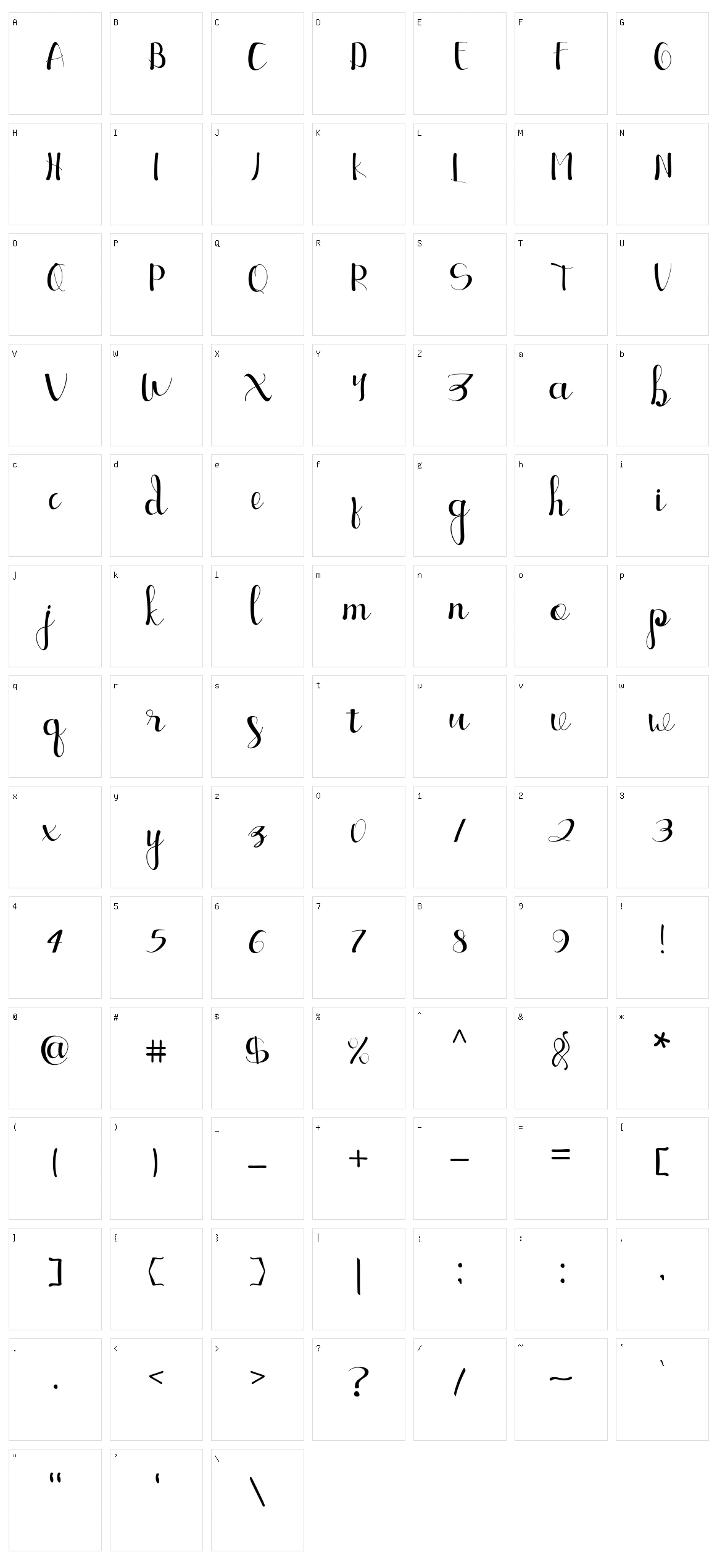 Ellic Script Character Set
