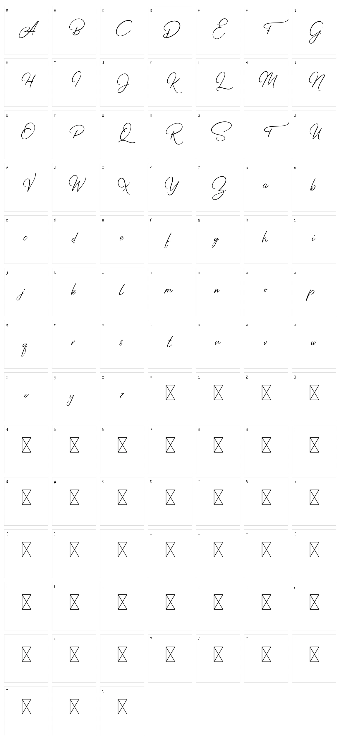 Elysian Script Character Set