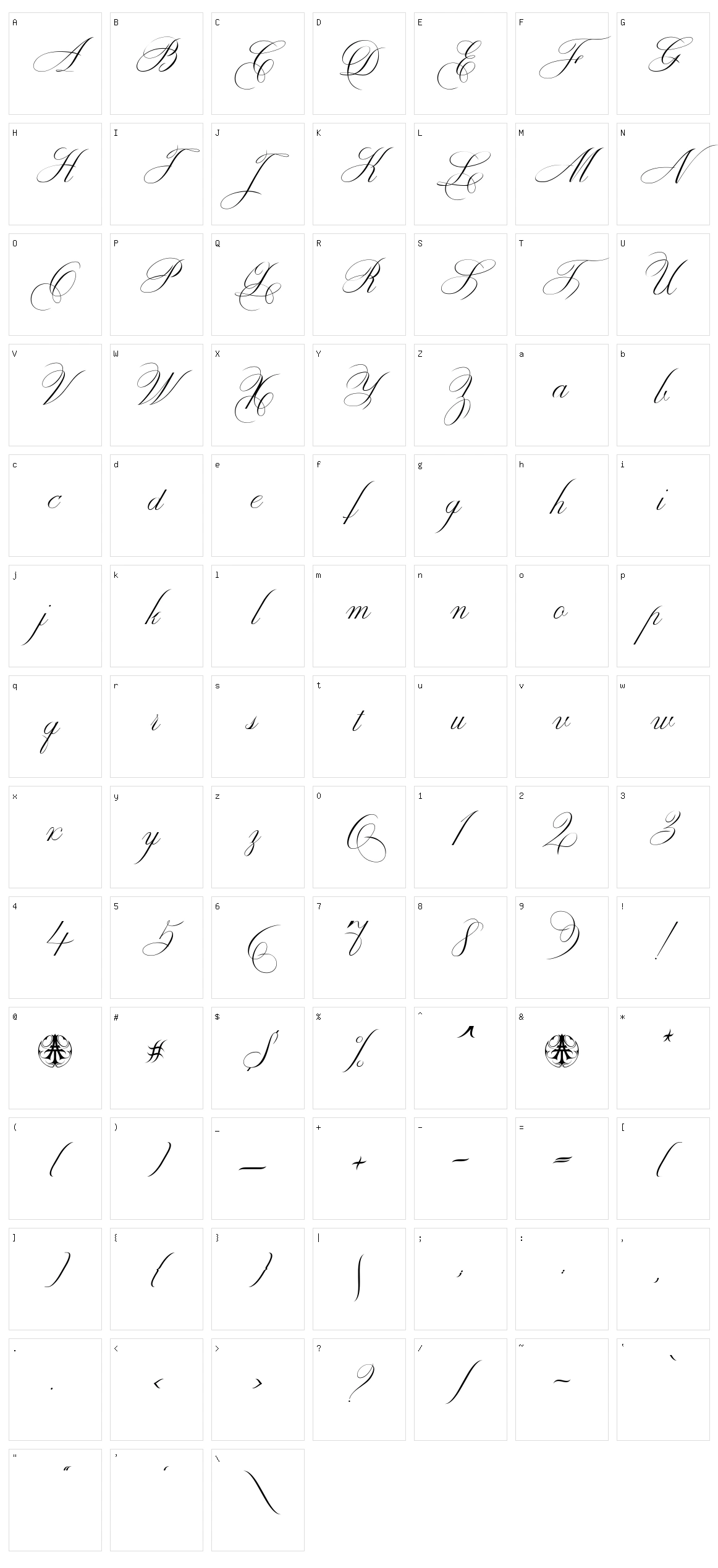 Enica Character Set