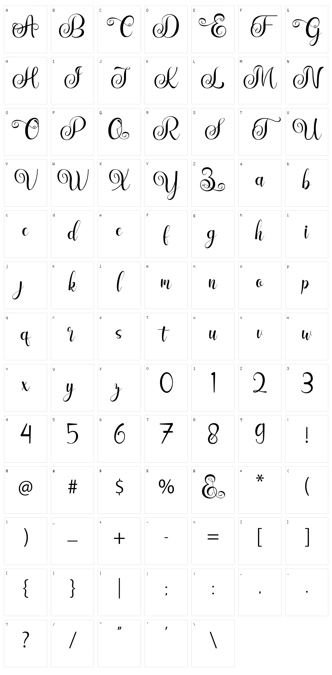 Enjelina Character Set