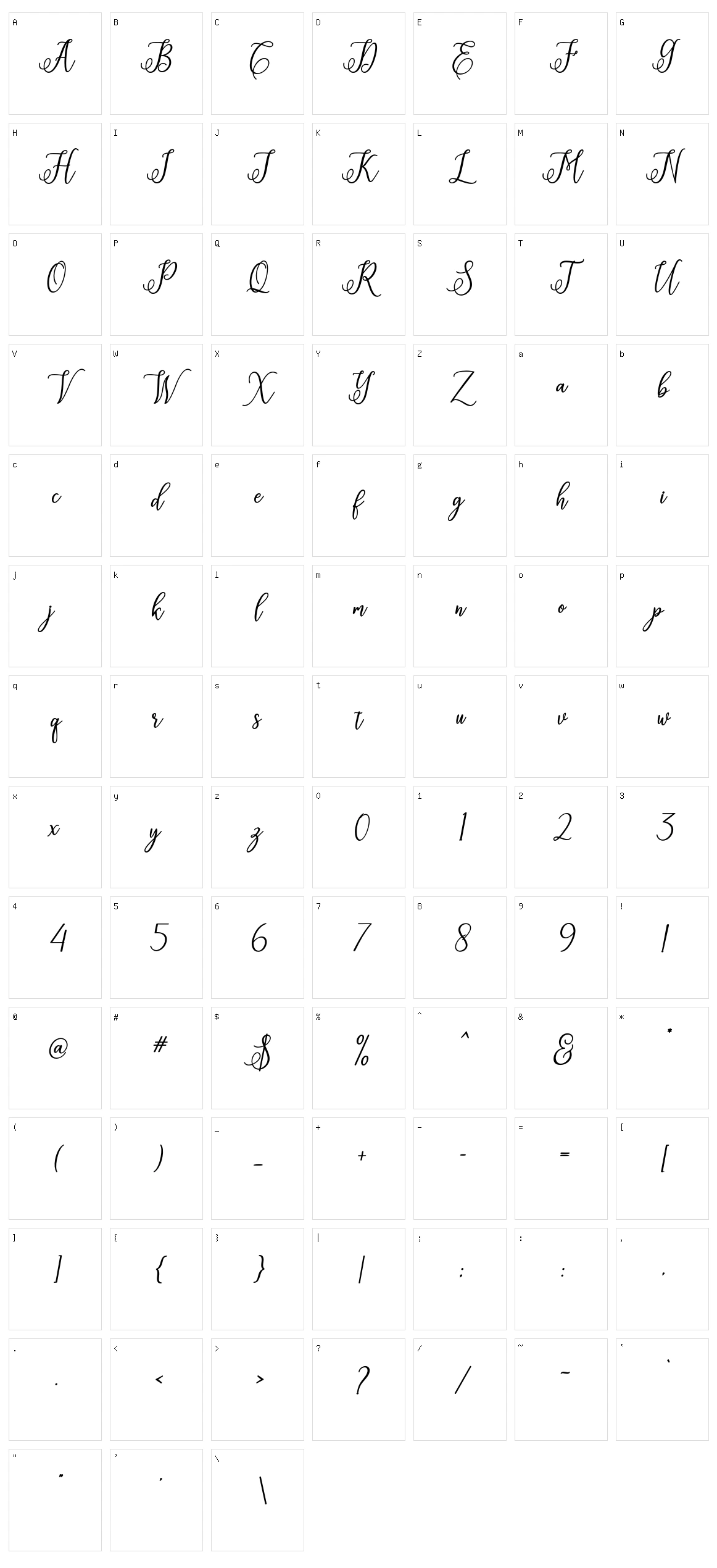 Eritta Script Character Set