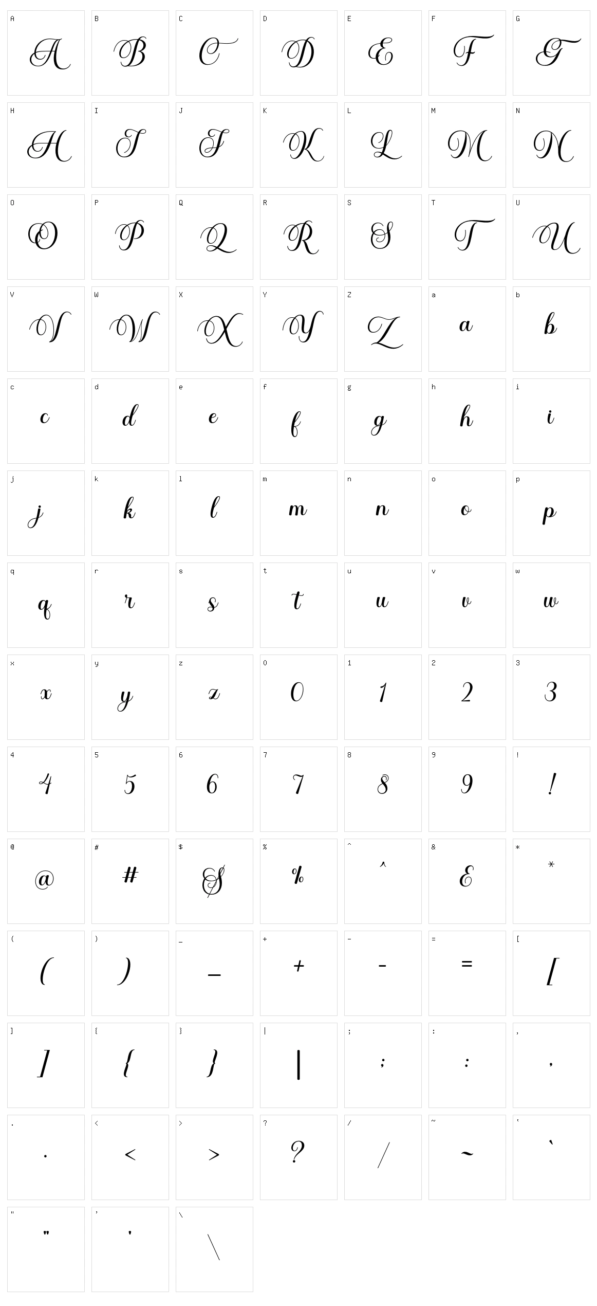 Ernestone Script Character Set