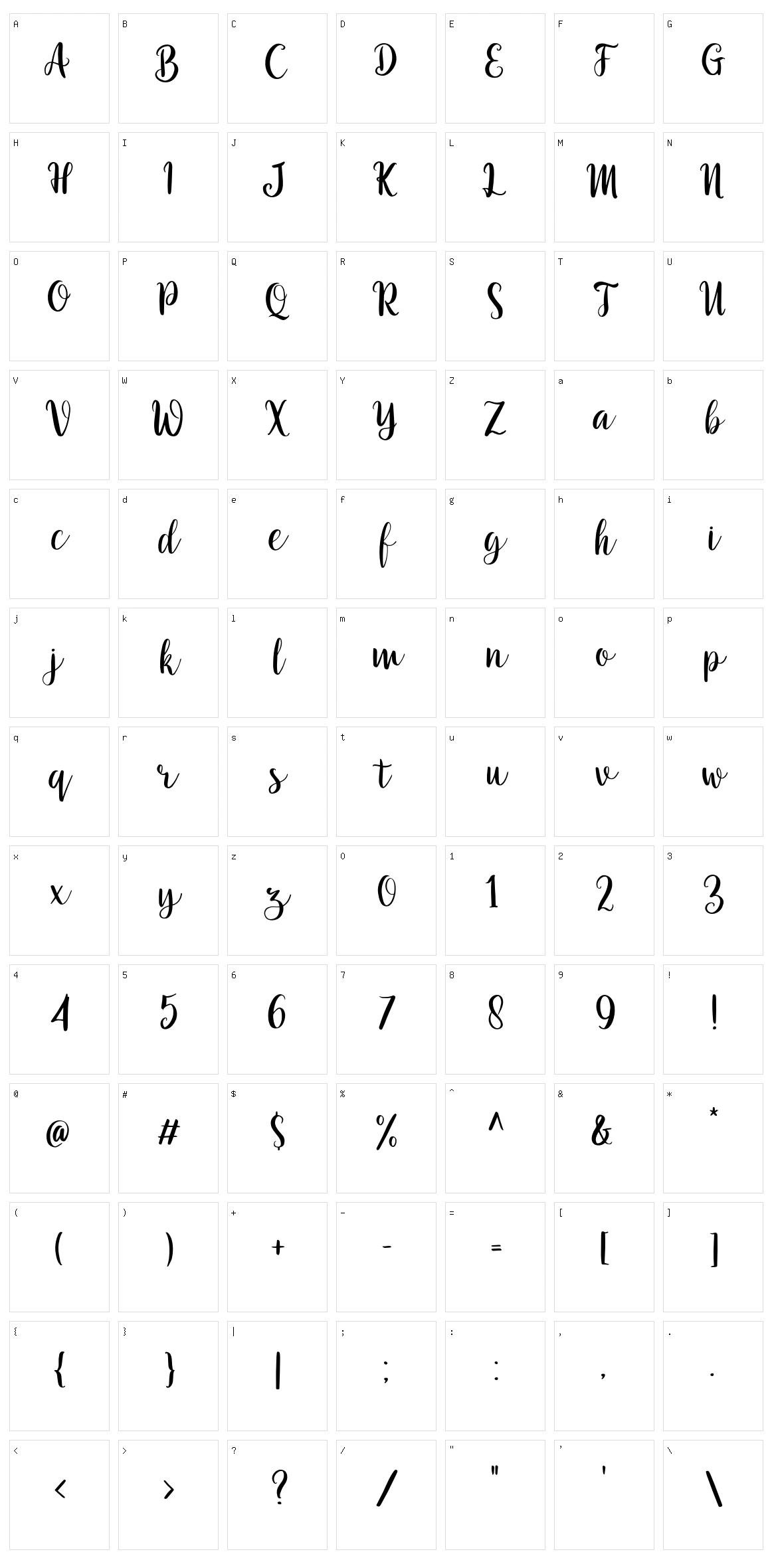 Eternal Lights Script Character Set
