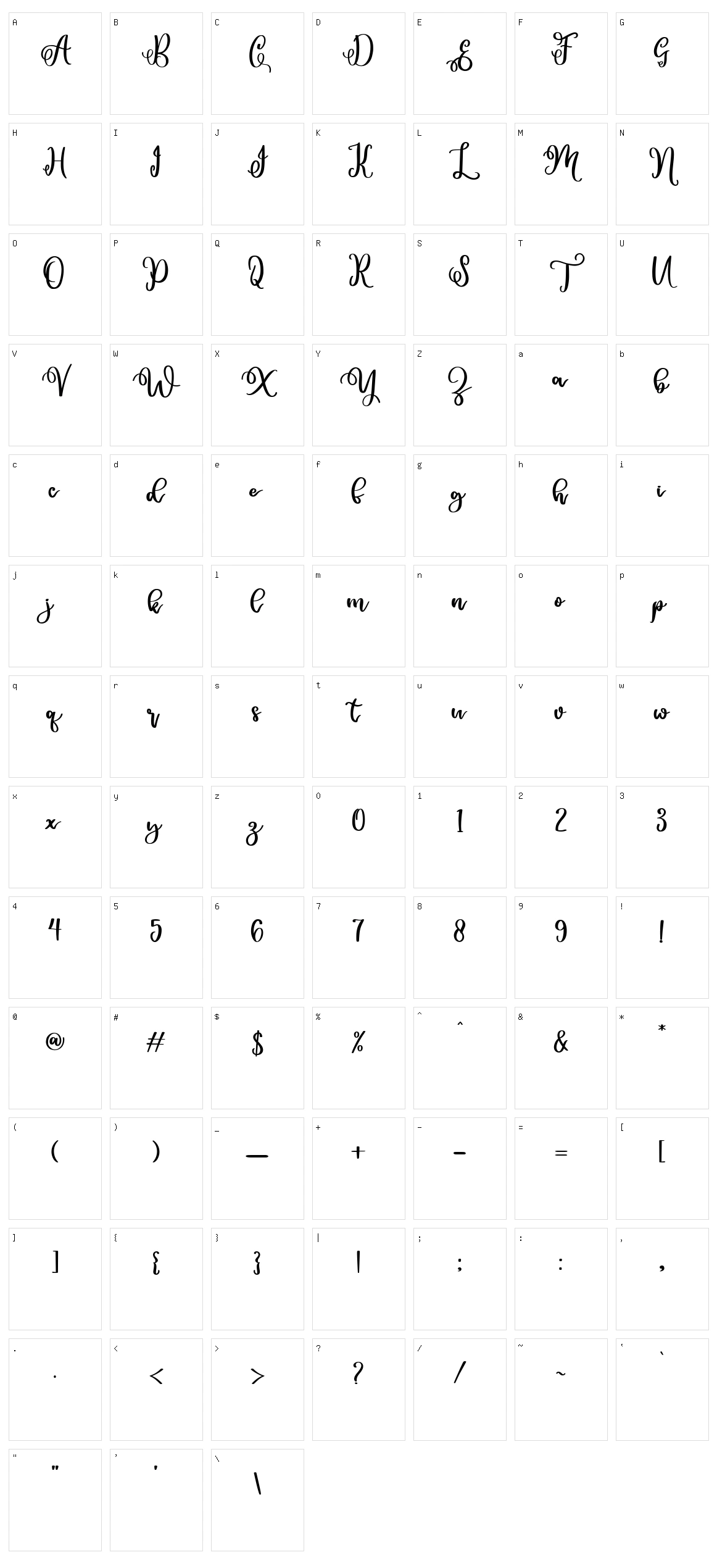 Falena Character Set