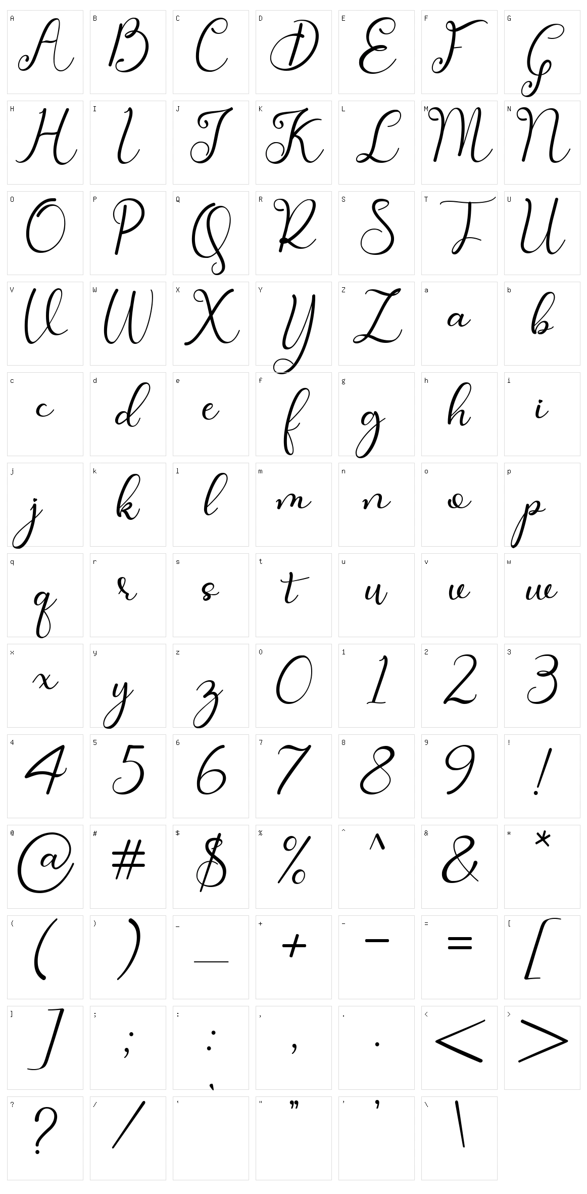 Faletina Character Set