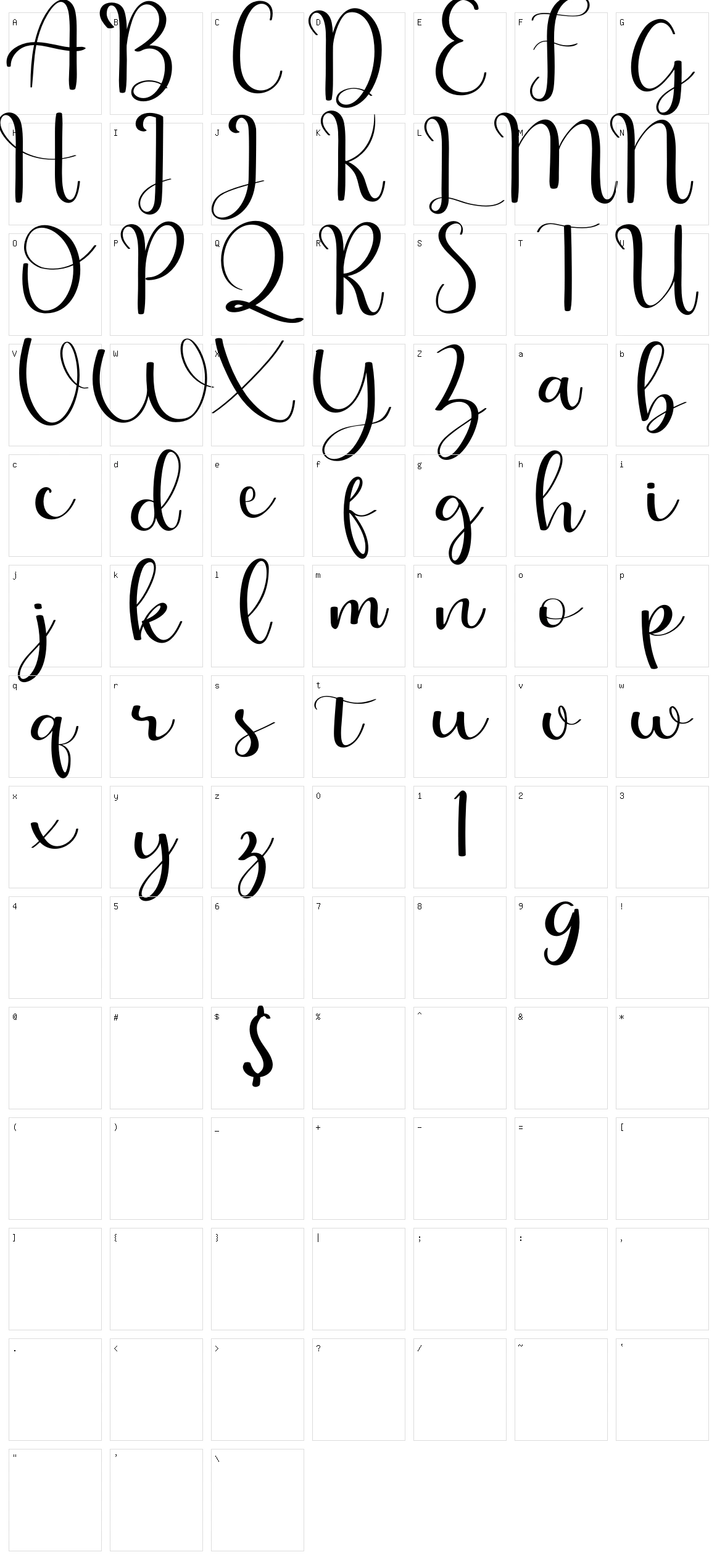 Falling Character Set