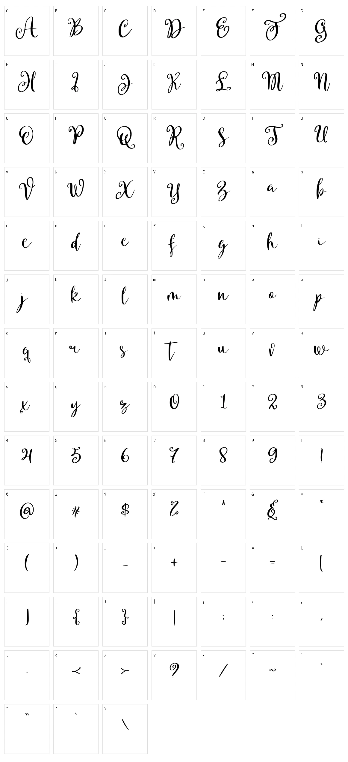Faradiba Character Set