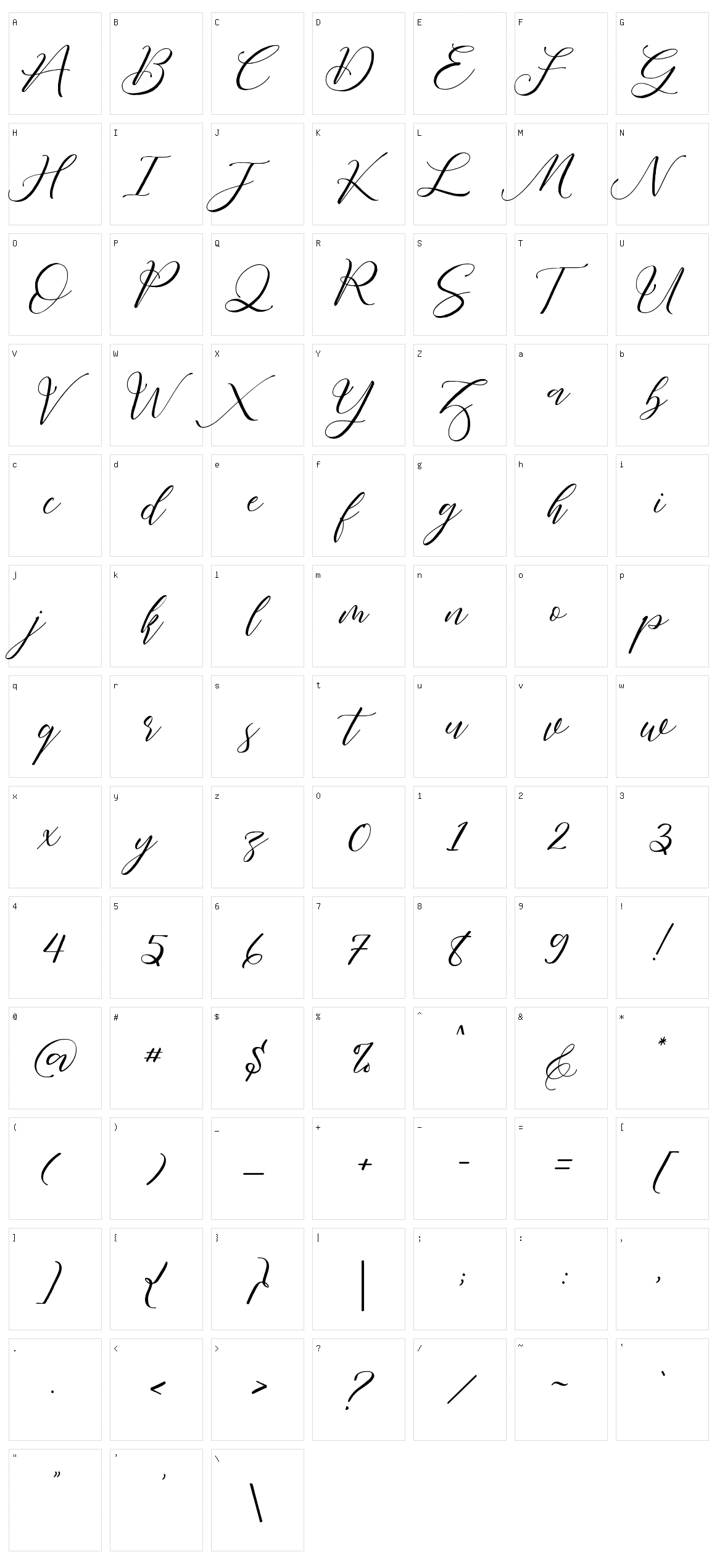 Fathir Script Character Set