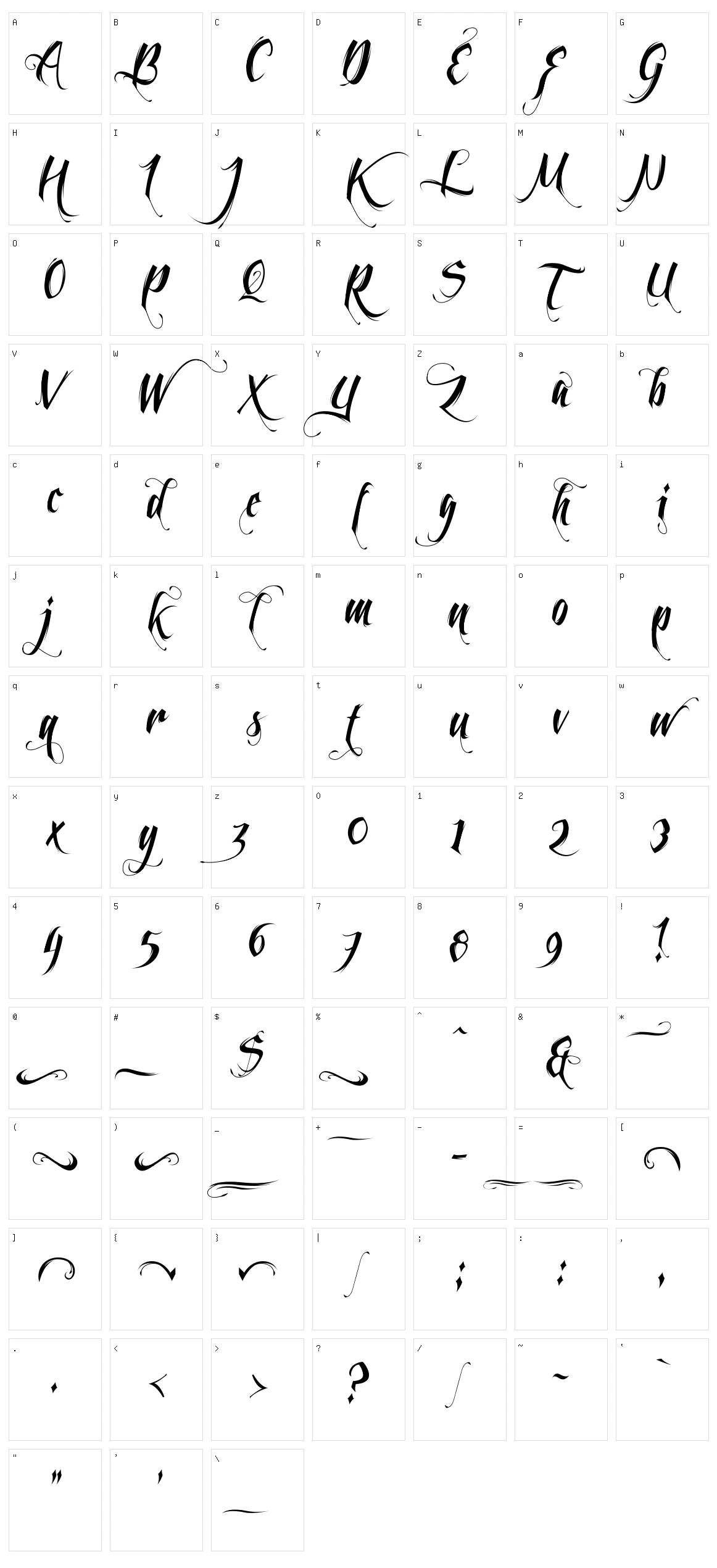 Feathergraphy Character Set