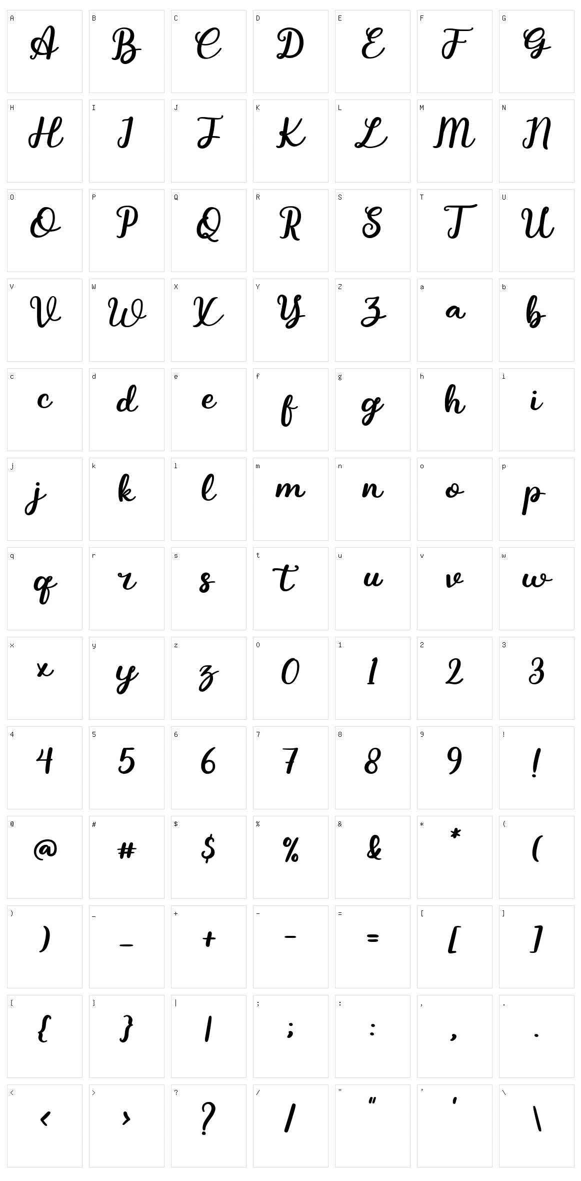 Felmay Script Character Set