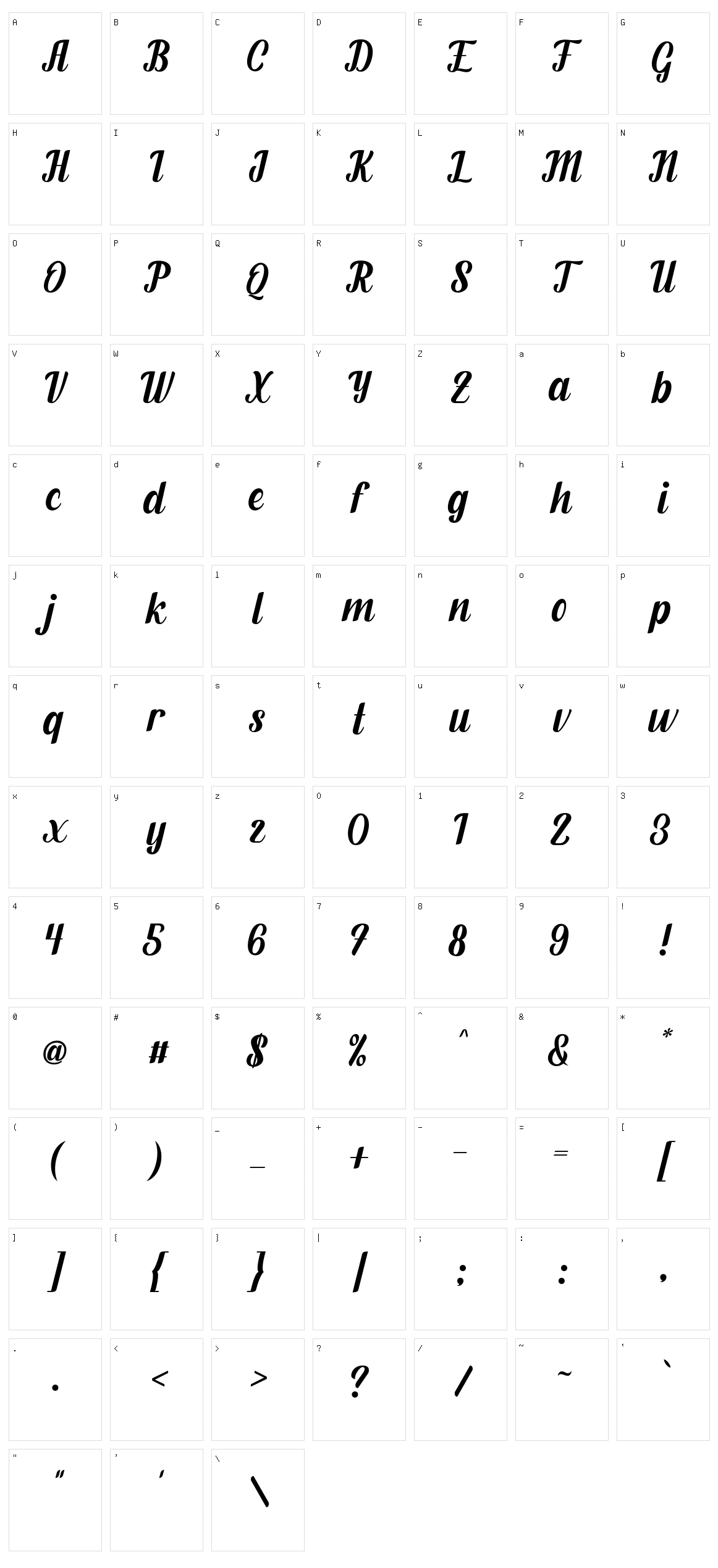 Fendysa Character Set