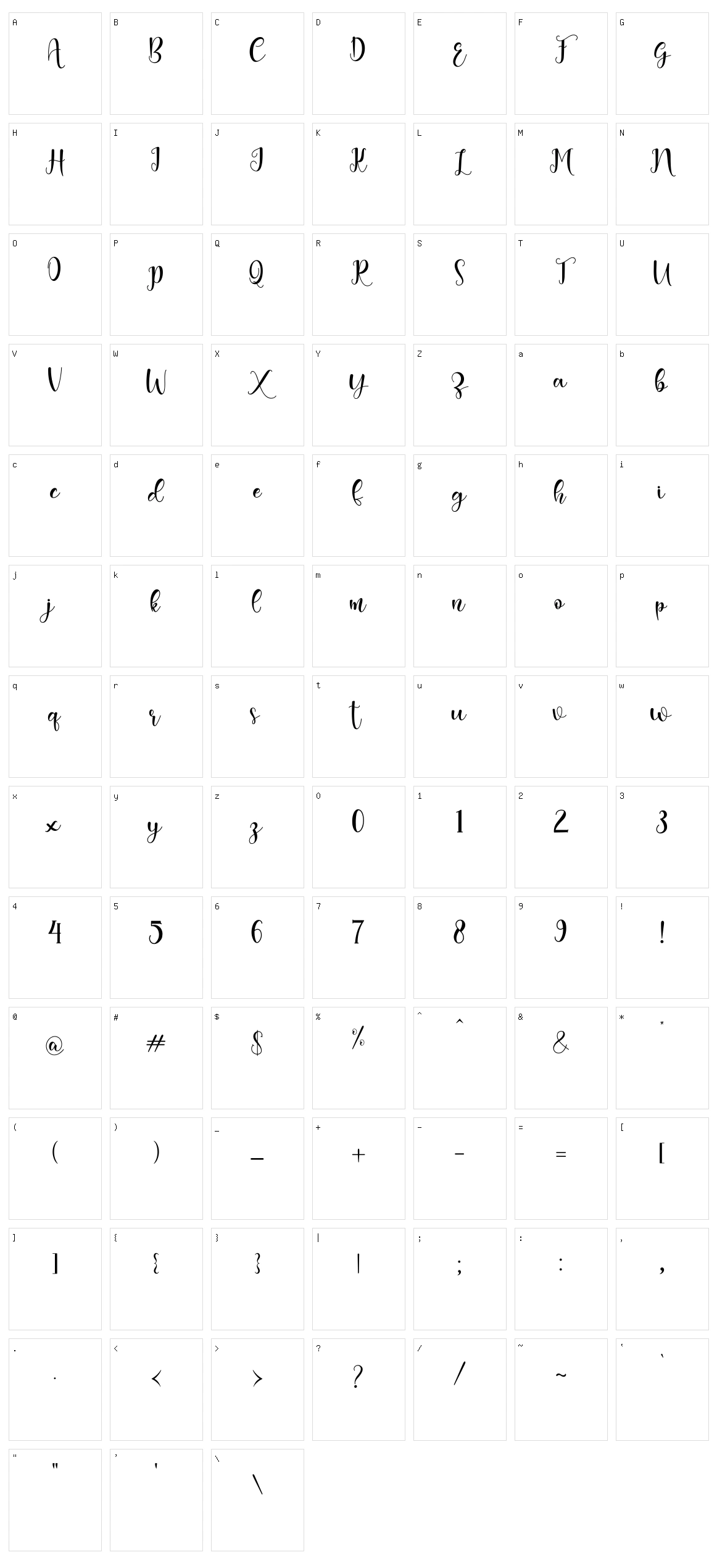 Fhania Character Set