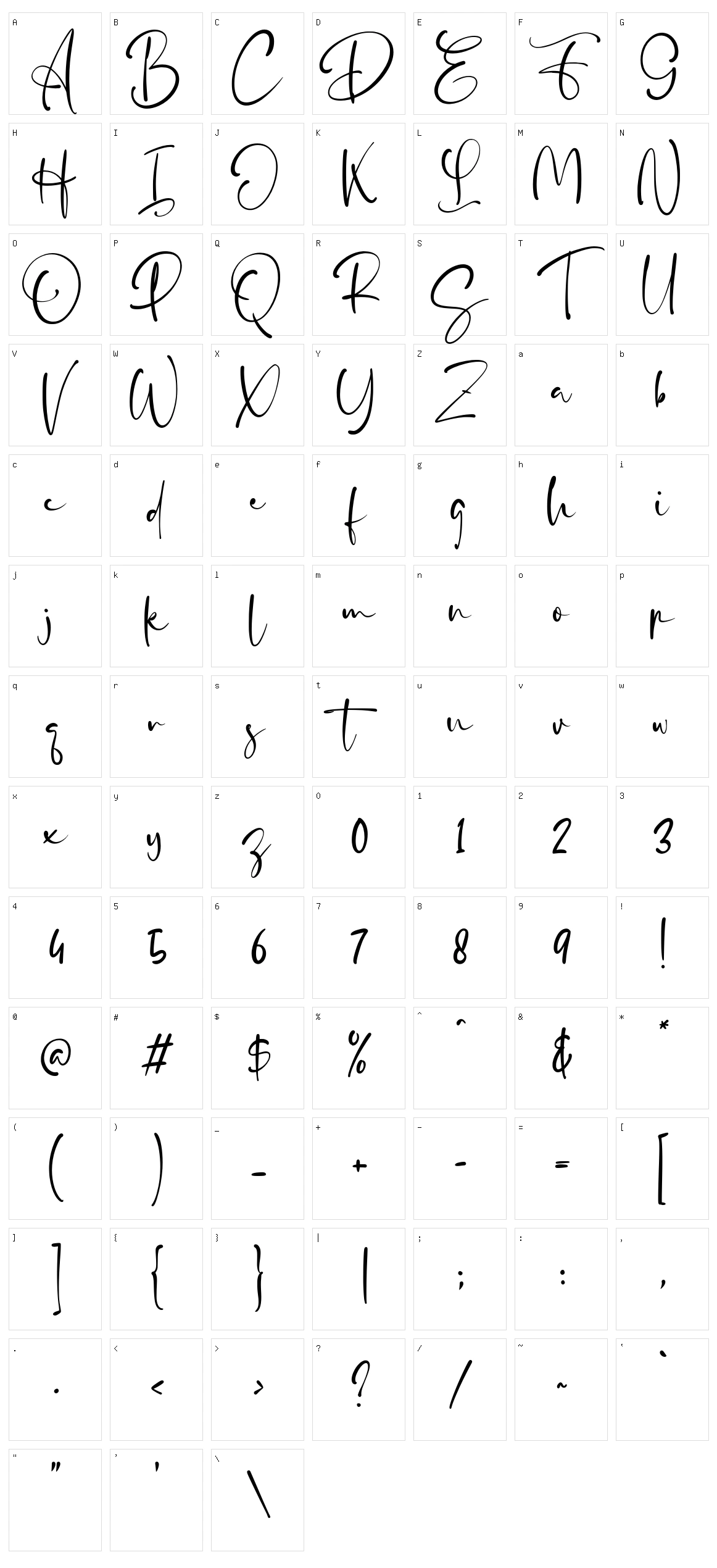 Fillaflow Character Set