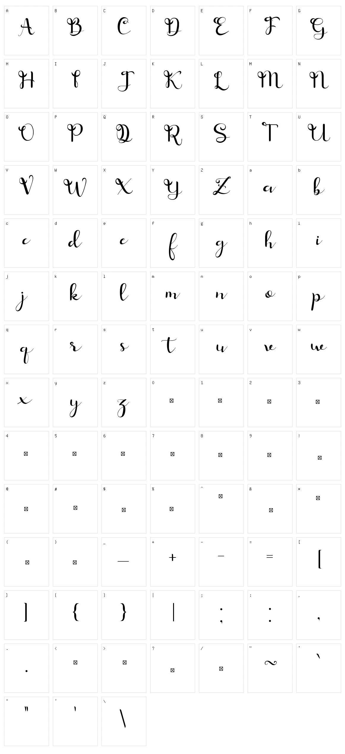 Fimayra Character Set