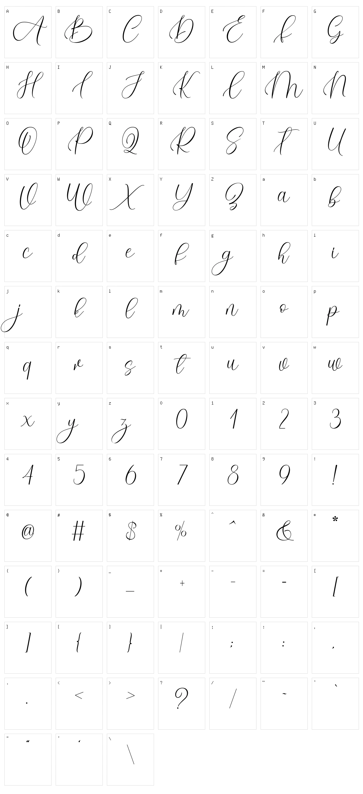 Finolia Character Set