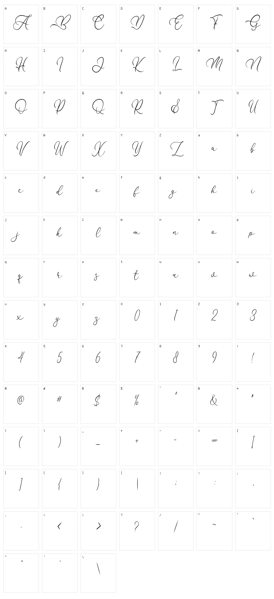 Flanella Character Set