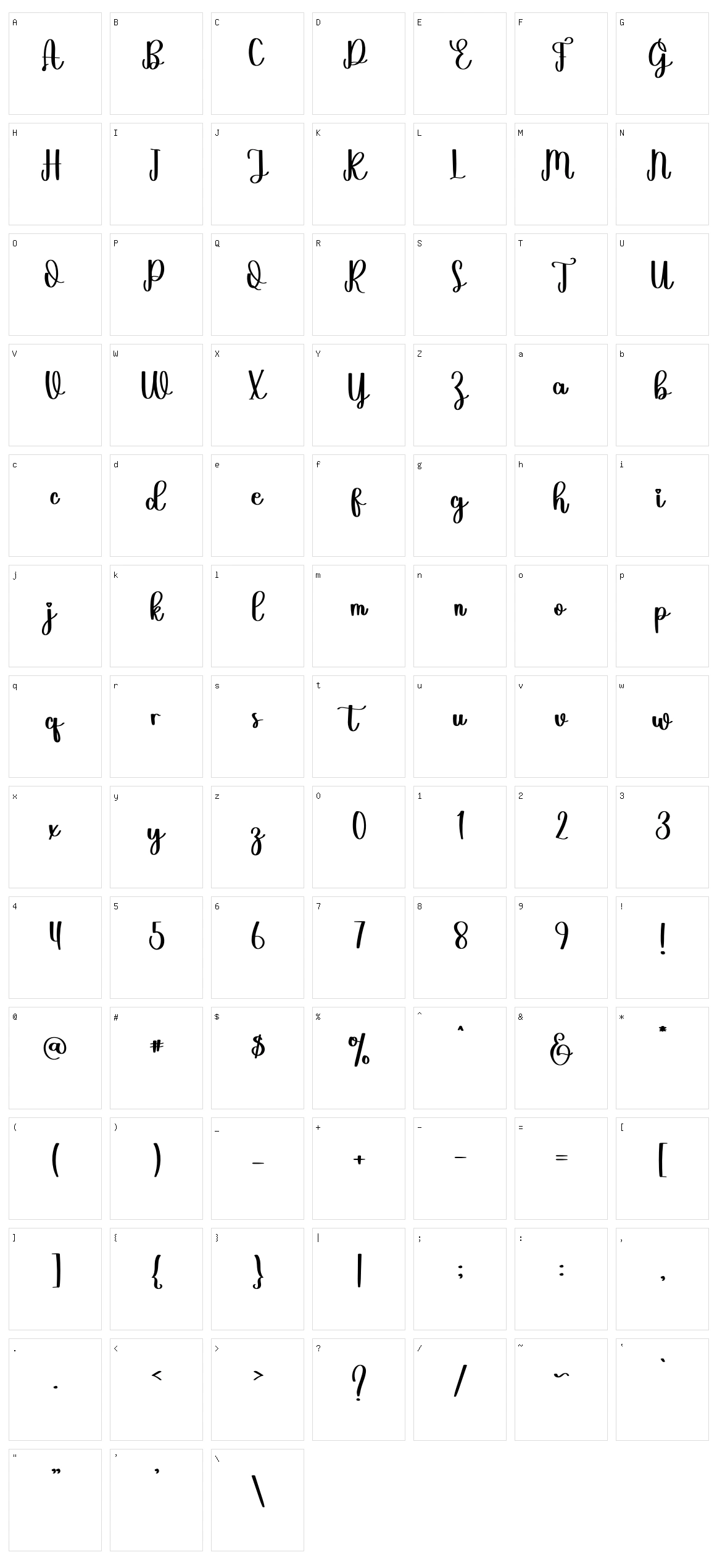 Flowertail Character Set