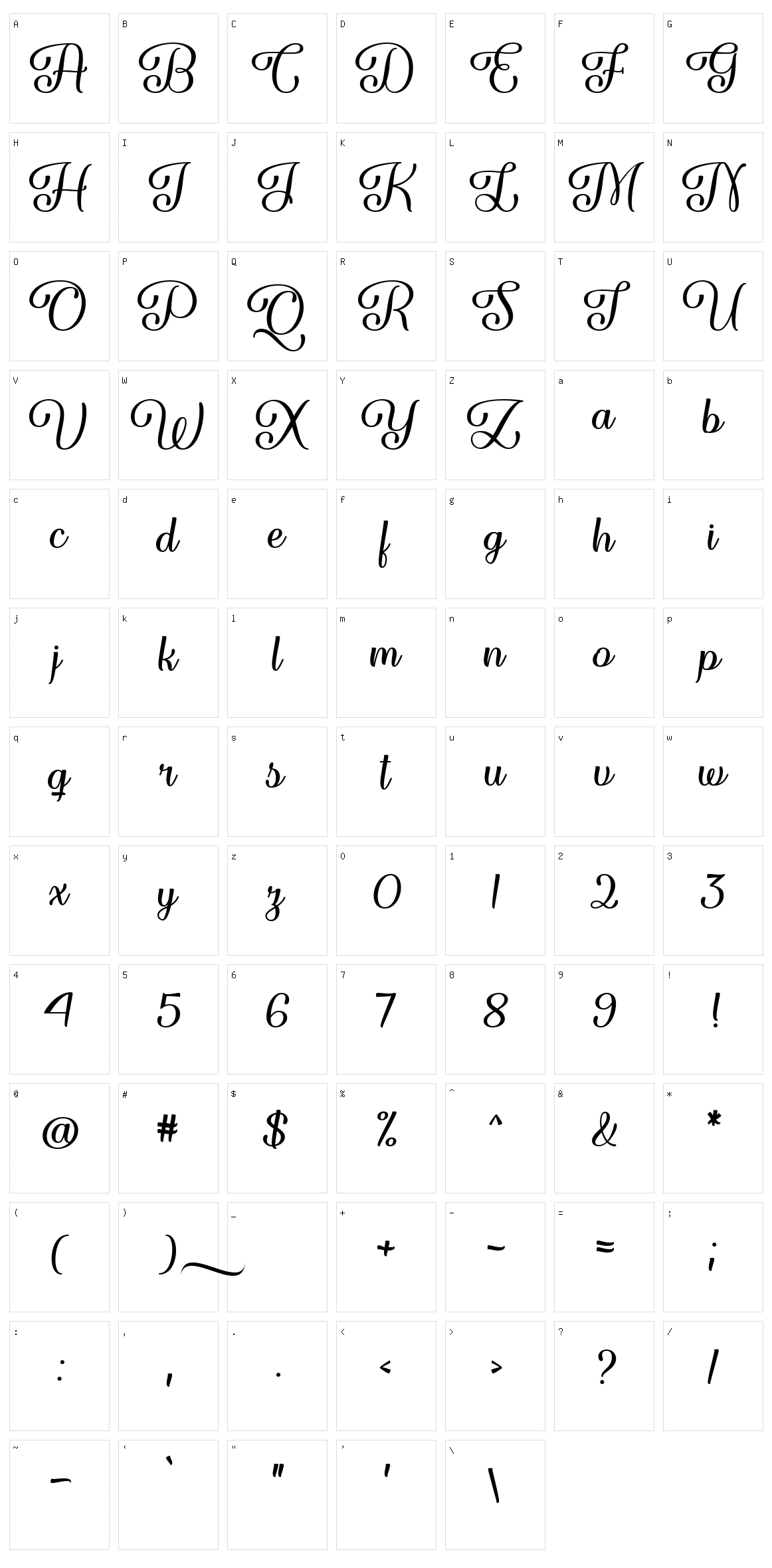 Forgiven Script Character Set