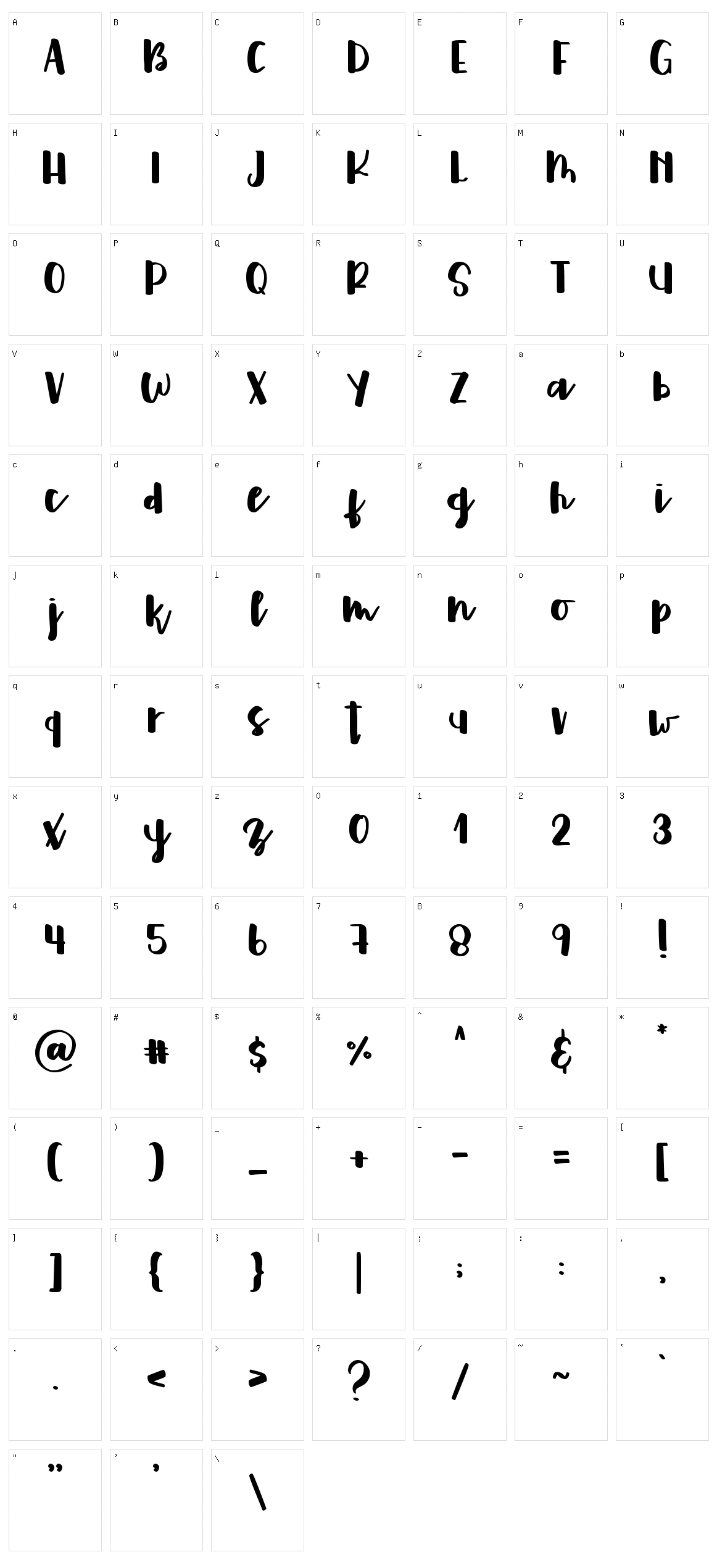 Fostella Character Set