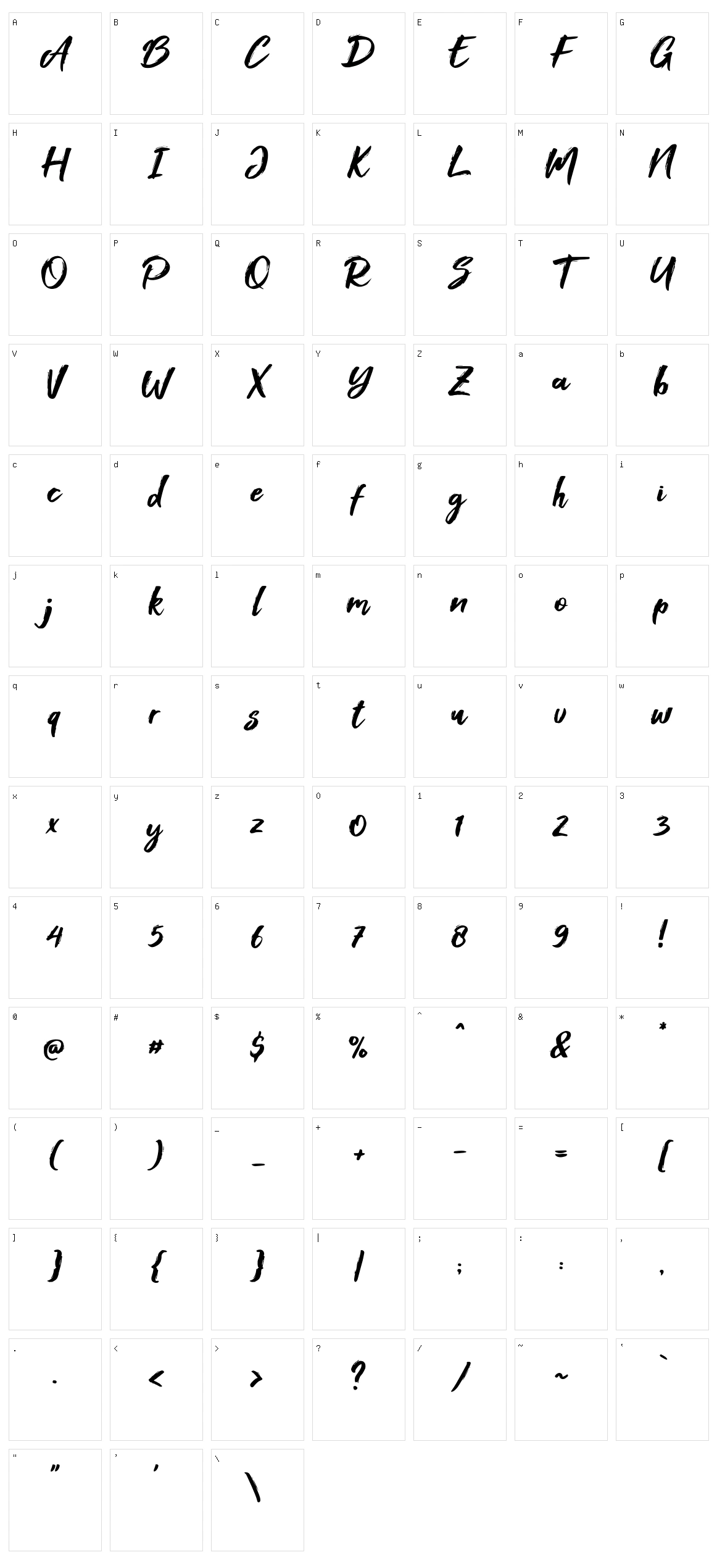 Foxlite Script Character Set
