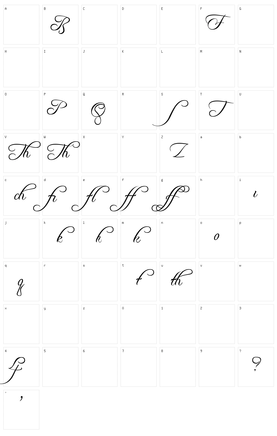 Freebooter Script Character Set