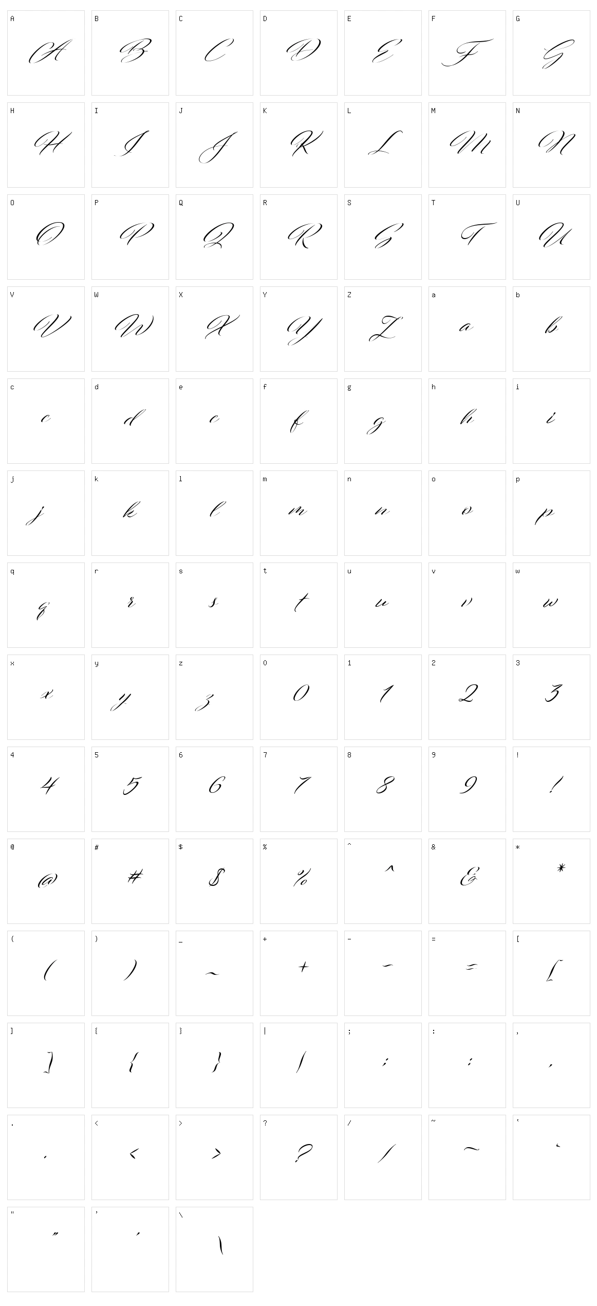 Fresh Script Character Set