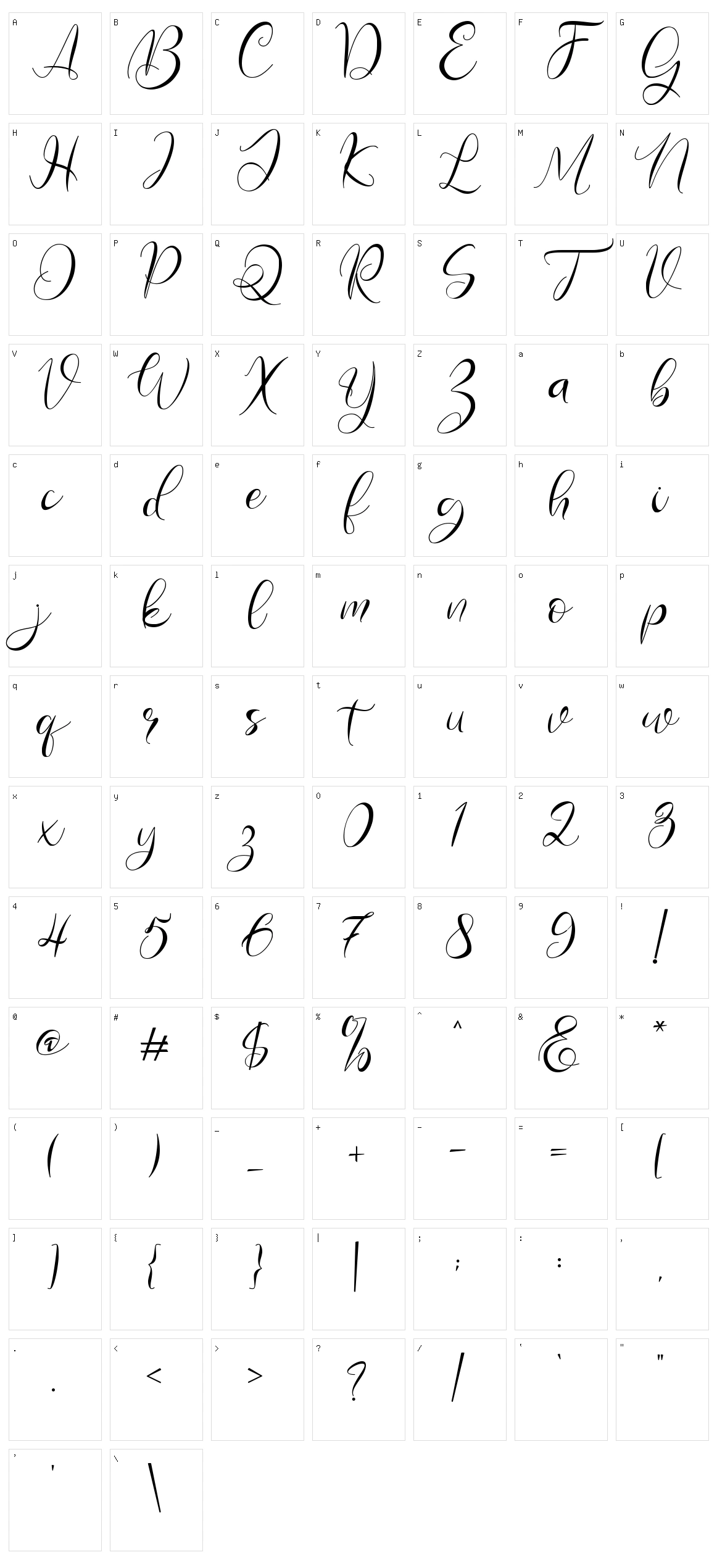Gamos Character Set