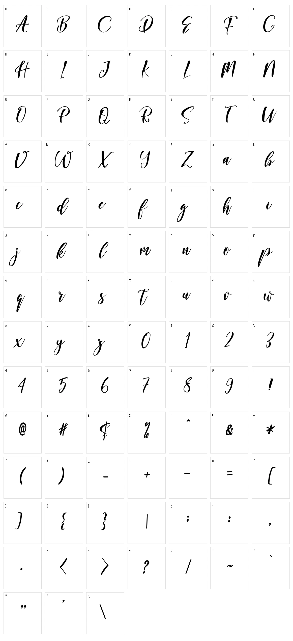 Georgina Script Character Set